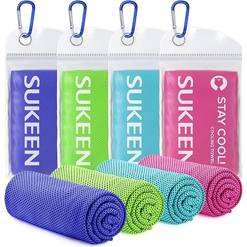 Sukeen 4 Pack Cooling Towel (40"x12"), Ice Towel, Soft Breathable Chilly Microfiber Towel for Sports, Workout & More Activities