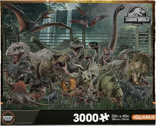 AQUARIUS Jurassic World - Rompecabezas de 3000 piezas con tabla de tallas (rompecabezas de 3000 piezas), sin deslumbramiento, ajuste de precisión, disponible en Yaxa Colombia