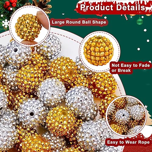 Miniatura 10 de CREATZONE 50 cuentas gruesas de goma de mascar de 0.787 pulgadas (0.787 in) con 48 pequeños espaciadores redondos, cadenas extensoras, alambre de