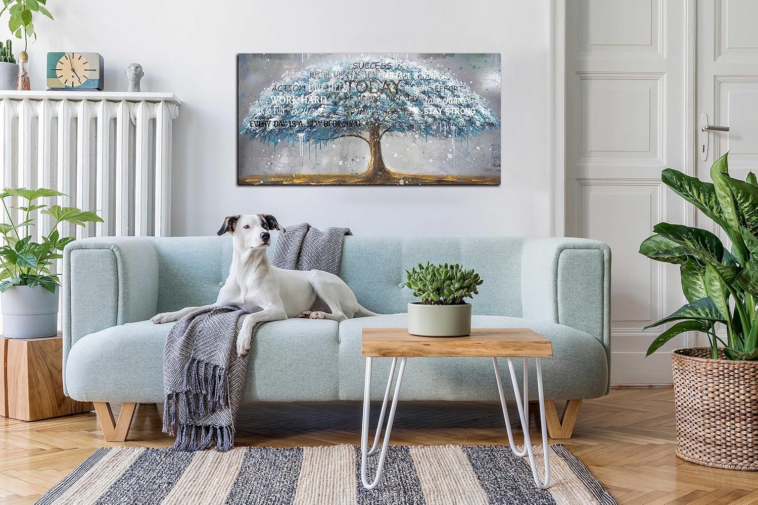 aburaeart Teal Motivational Poster - Tree Of Life Wall Art - Inspirational Canvas Wall Art For Office Ready To Hang Size 20" x 40" - Image 4