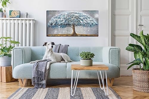 Miniatura 4 de aburaeart Póster motivacional verde azulado  Arte de pared del árbol de la vida  Lienzo inspirador de pared para oficina, listo para colgar, tamaño