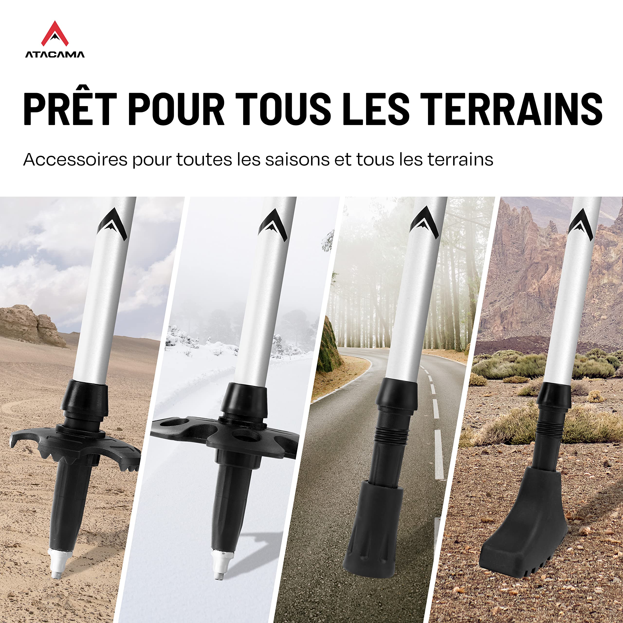 ATACAMA Bâtons de Randonnée Nordique – ultralégers, Pliables & télescopiques – Fibre de Carbone, poignées en liège – bâtons de Marche pour Homme & Femme (63–135 cm)