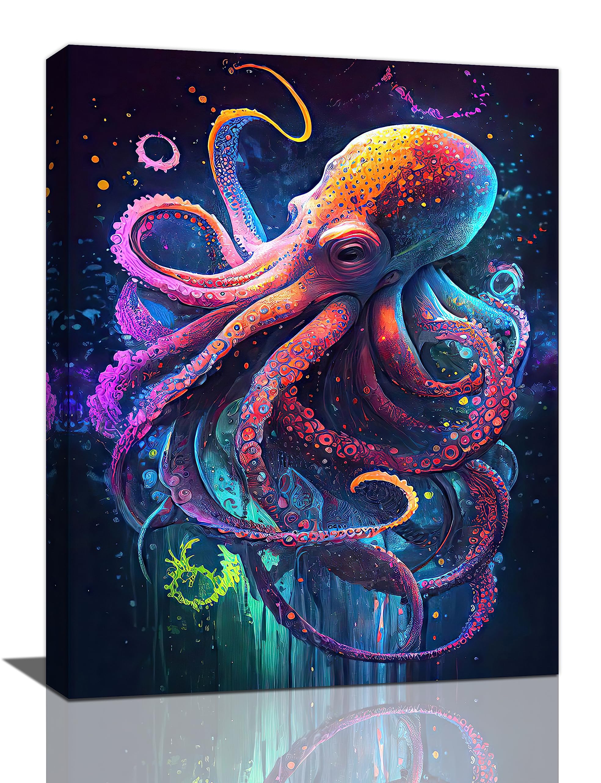 Feelyou Wandbild Ozean-Krake | 3-teilige Leinwand-Kunst (je 30,5x40,6 Cm) | Mit Holzrahmen & Aufhänger | Wasserfest | Für Wohnzimmer, Schlafzimmer, Büro