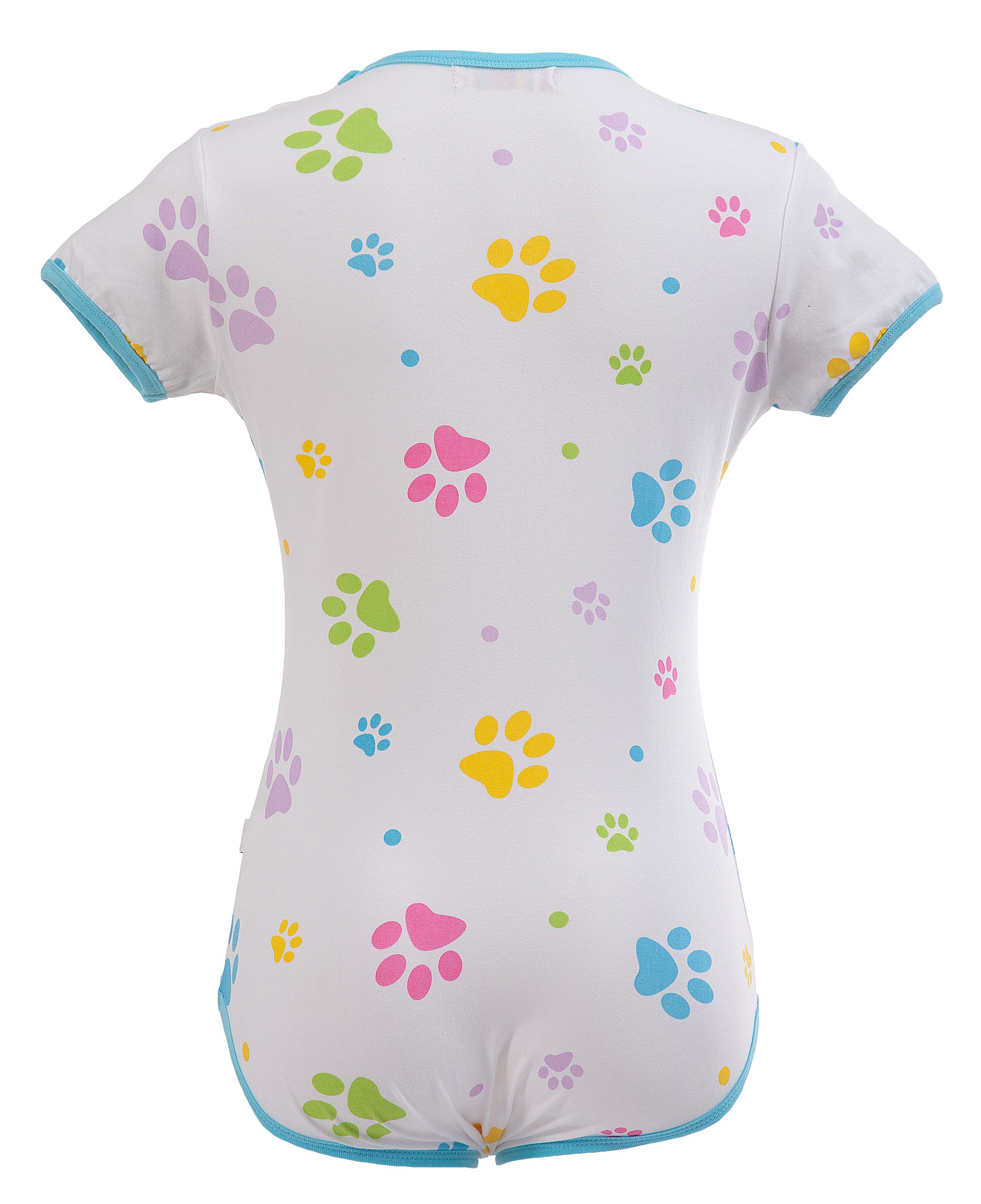 LittleForBig Bebé Adulto Amante del Pañal (ABDL) Mono Botón Entrepierna Onesie-Pata de bebé Onesie