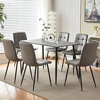 Modern Grey Concrete Effect Dining Table and Velvet Chairs S