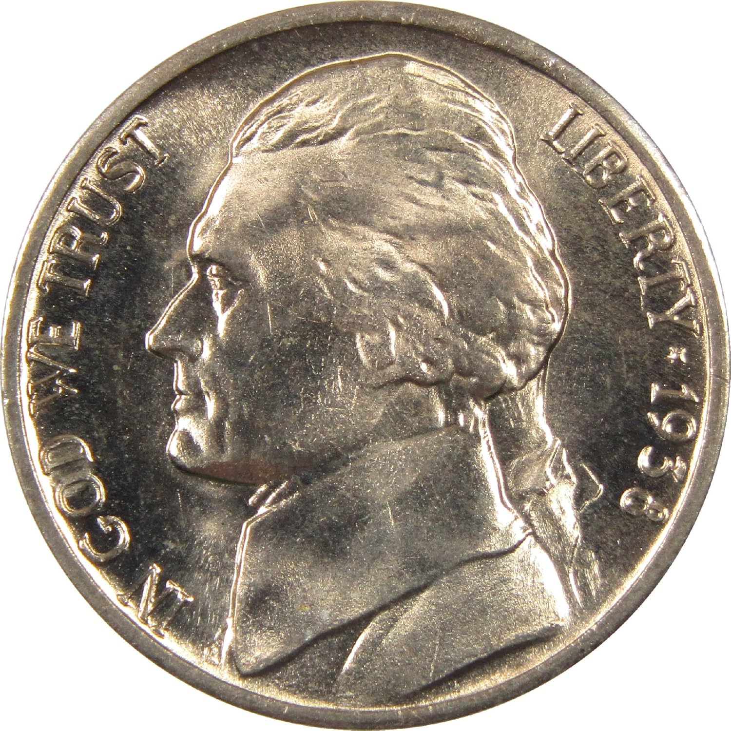 1938 D Jefferson Nickel BU Uncirculated 5c Coin Thumbnail