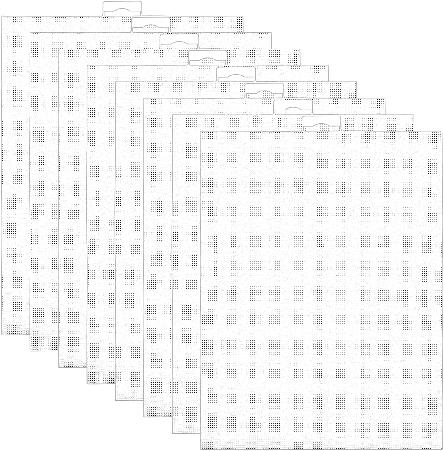 8Pcs 14 Count Plastic Mesh Canvas Sheets, 11x8.2 inch Plastic Cross Stitch Canvas for Craft Projects, Cross Stitch, Embroidery, Knit,Crochet DIY Projects(White)