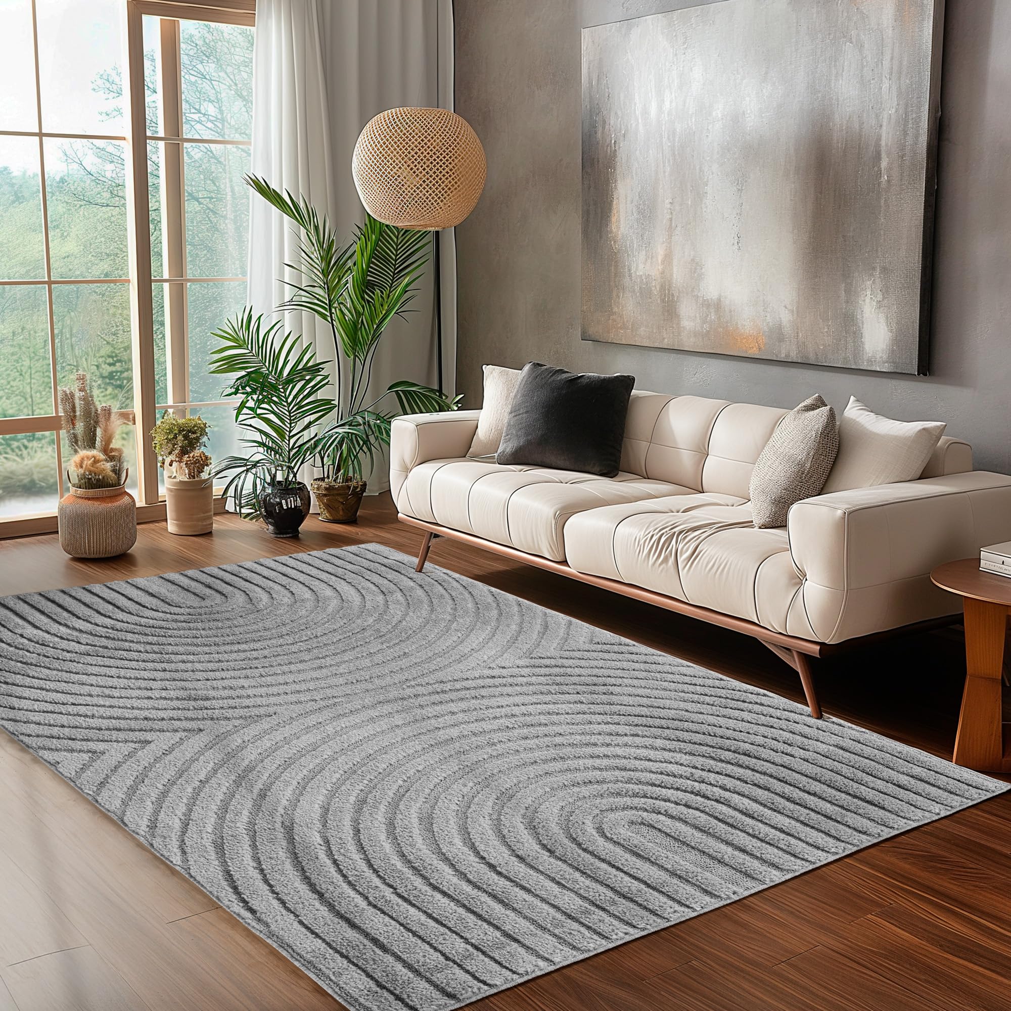Carpettex Wohnzimmer Teppich Hochflor Skandi Boho Design Hoch-Tief Effekt Weicher Shaggy Langflor Flauschig