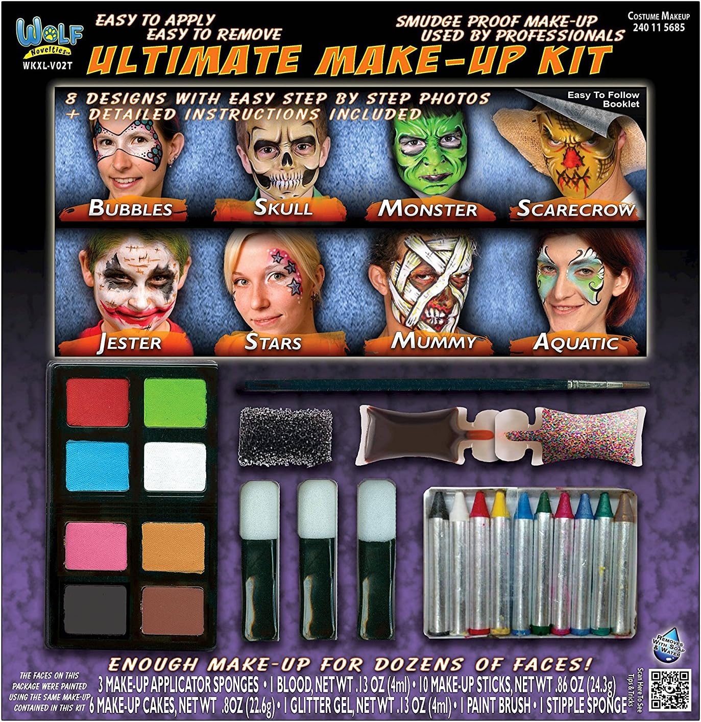 Wolfe Fx Water Activated Deluxe Multi Face Painting Kit