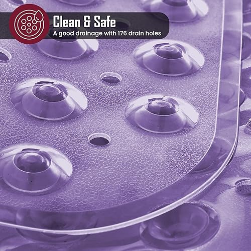 Miniatura 77 de LUX Décor - Tapete antideslizante para bañera, extra grande, 40 x 16 pulgadas, tapete de ducha de seguridad antideslizante con ventosas y agujeros