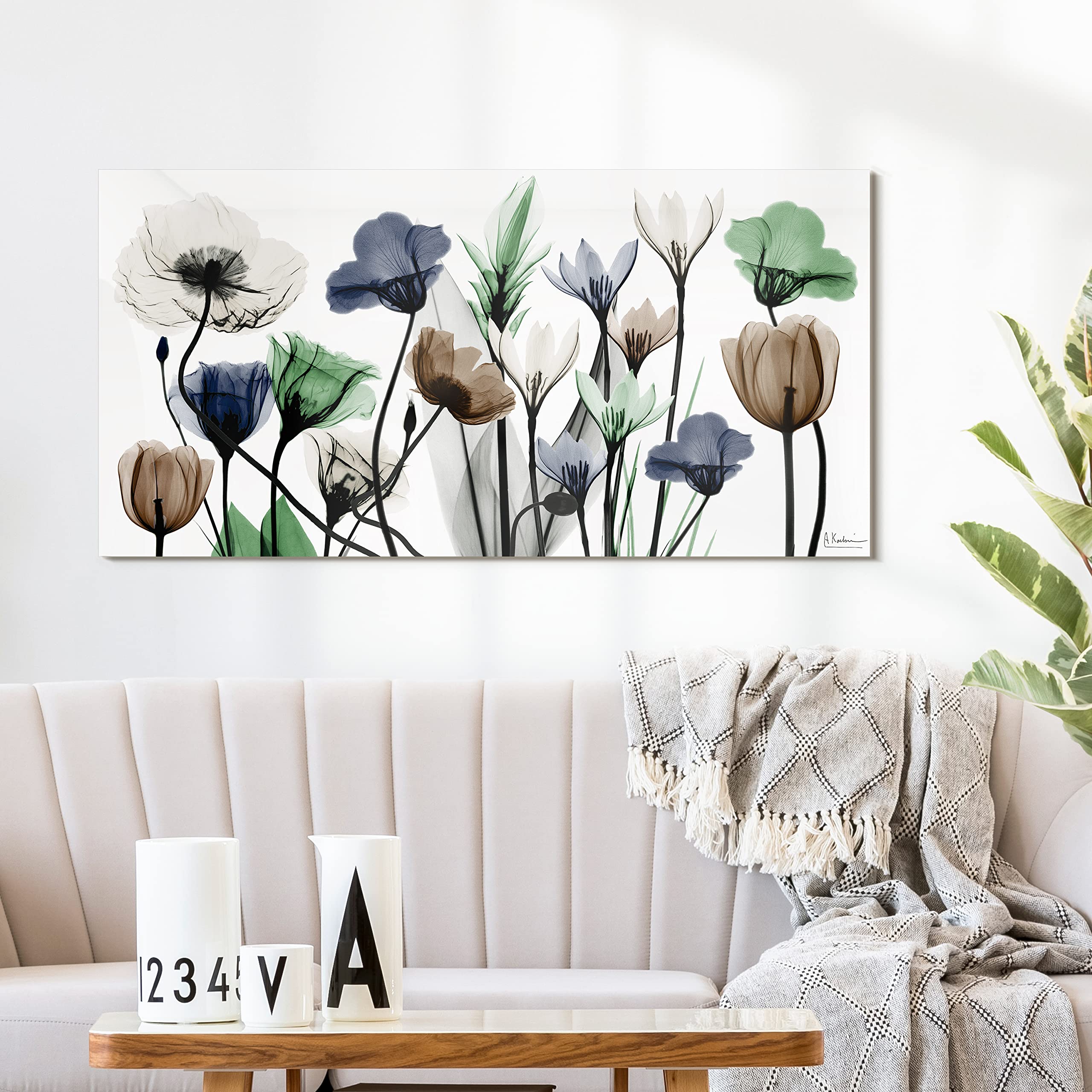 Empire Art Direct Frameless Free Floating Tempered Glass Panel Graphic Wall Art Ready to Hang, 24" x 48", Floral Landscape