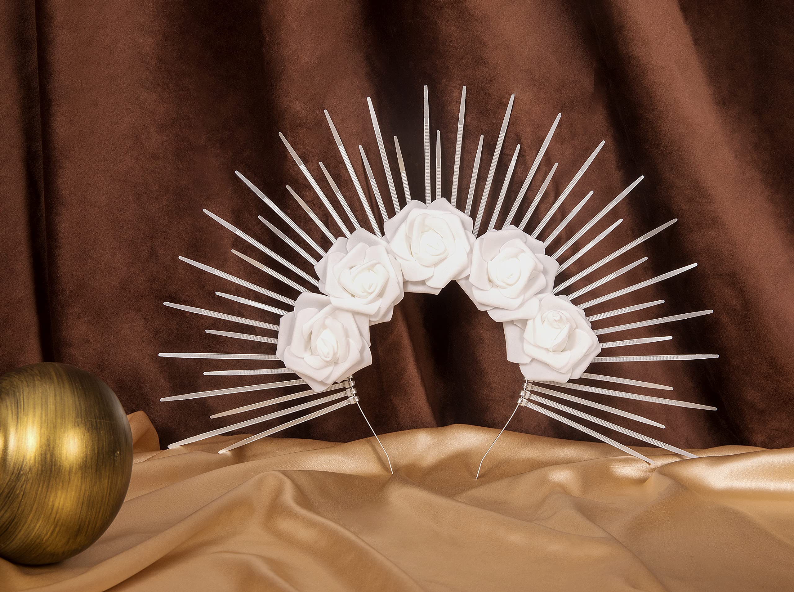 Womens Floral Sun Headpiece Rose Spiked Halloween Cosplay Costume Accessory Amazon.com: Fantherin Halo Crown with Roses Womens Mexican  main image 3