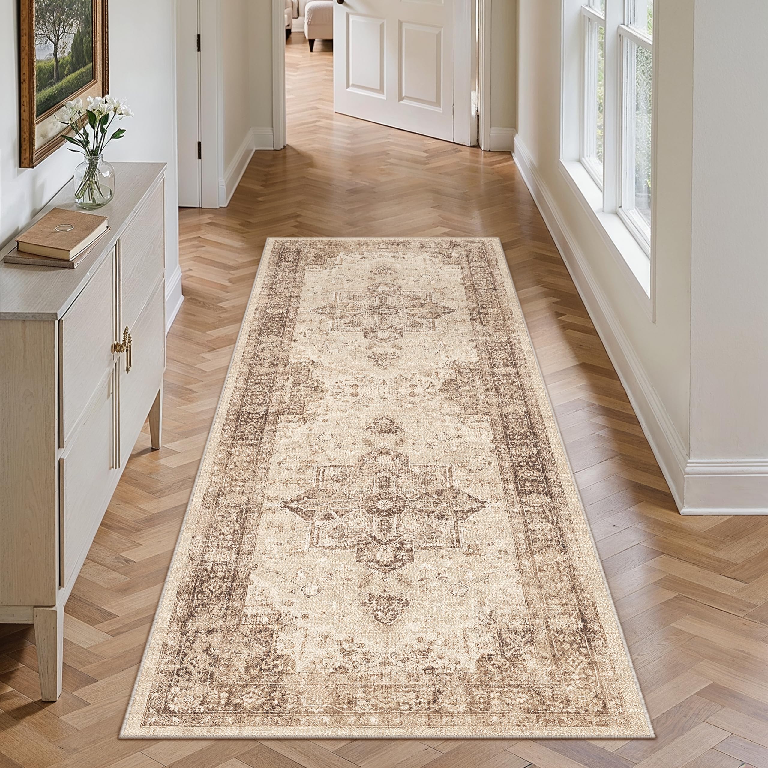 PureCozy Vintage Hallway Runner Rug 60x180cm Brown Runners โ image 1