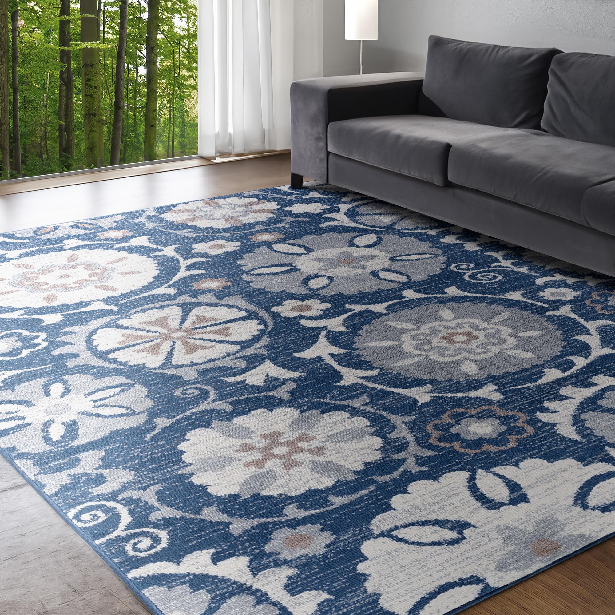 Tayse Navy Modern 4x6 Area Rug 4x6 - Indoor Area Rugs for Living Room - Dining Room Rug - Bedroom Rug - Kitchen Rug - Entryway Rug Contemporary Carpet - Alfombras para Salas Modernas