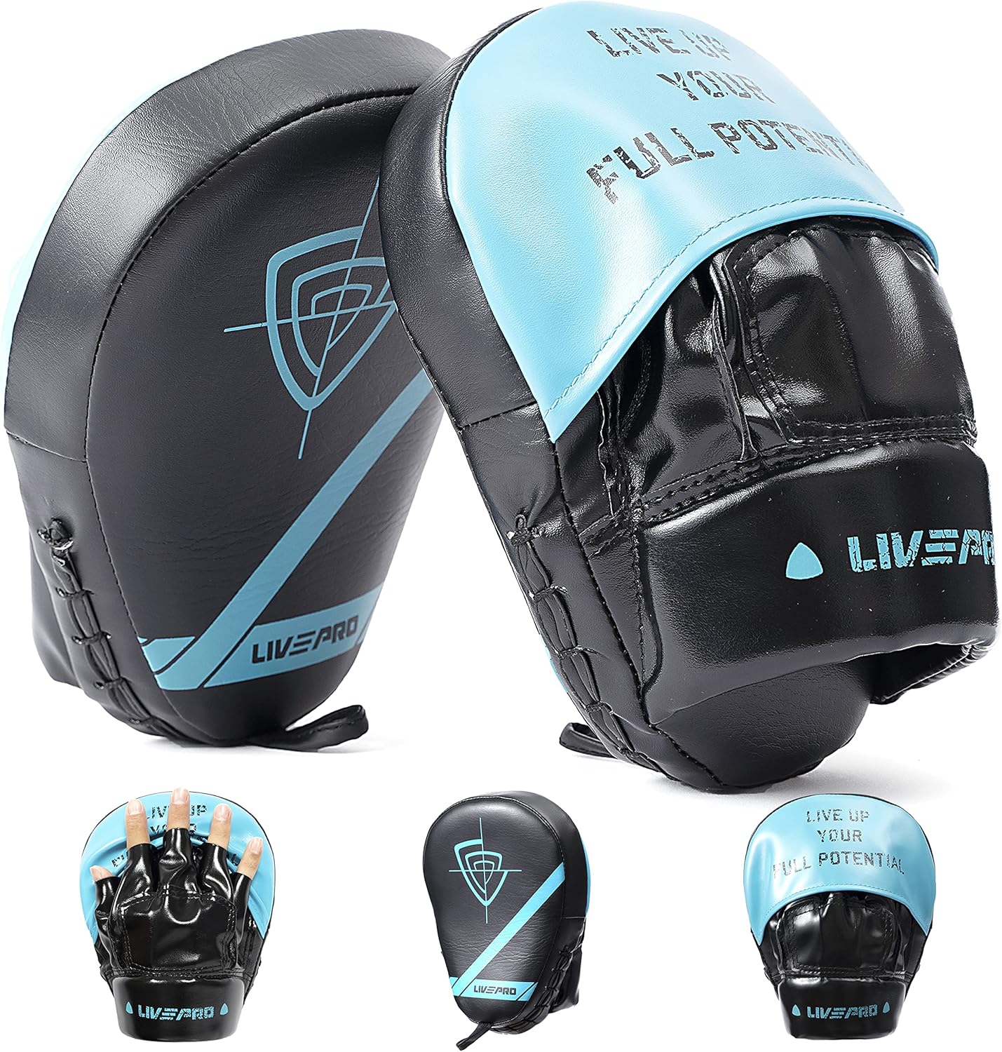LIVEPRO Boxing Punch Mitts Hand Focus Pad, Kids Taekwondo Sparring Kick Training Target, Kickboxing Knuckle Strike Box Gloves Punching Equipment : Sports & Outdoors
