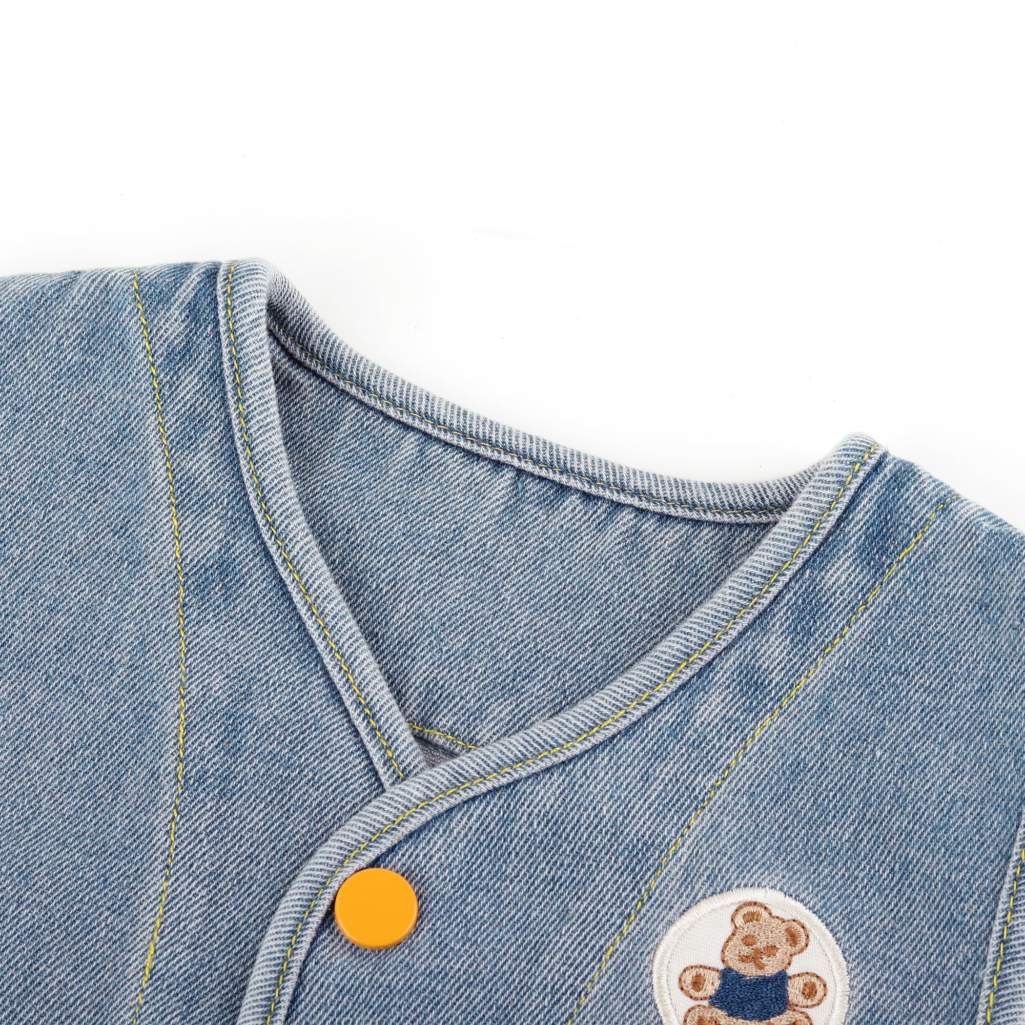 Neonato Bambino Denim Gilet Primavera Autunno Smanicato Giacca Ragazzi Ragazze Bottone Cappotto Top