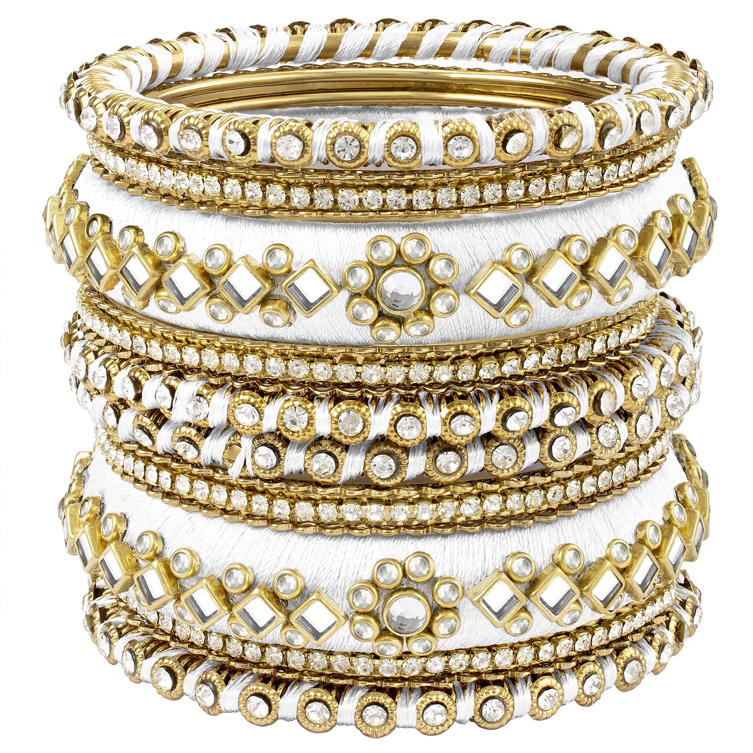 Peora Women Velvet Matching Fancy Silk Thread White White Chuda/Chura Bangle Set Navratri Gift (Size 2.6) (B0B4KDYPHZ) Amazon Price History, Amazon Price Tracker