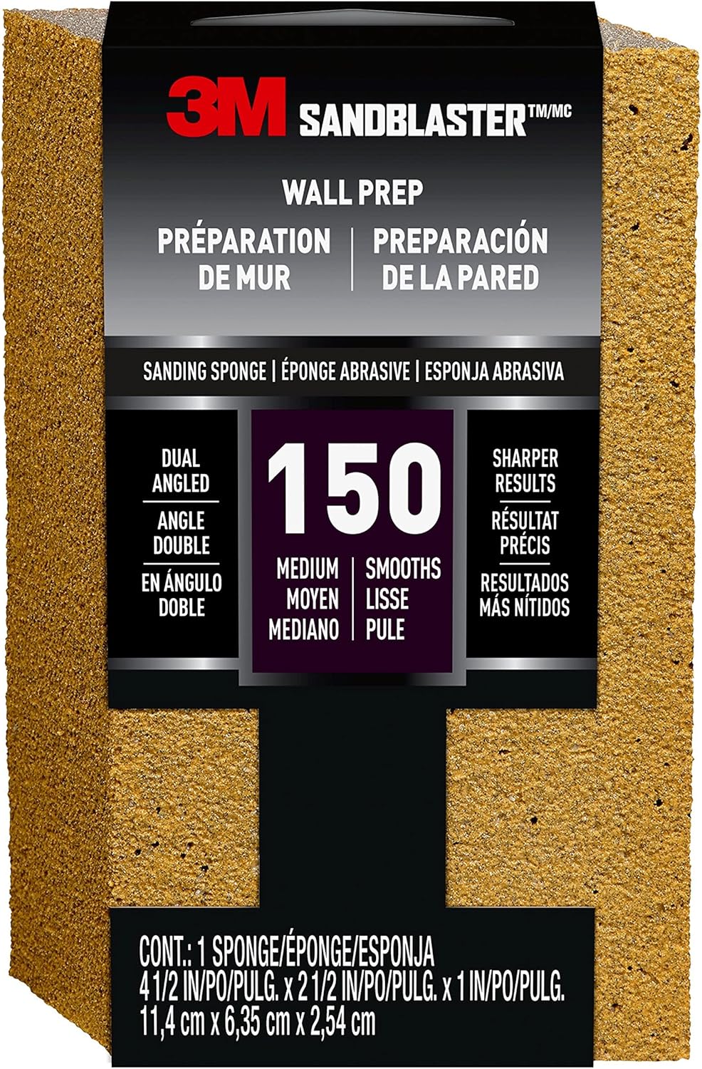 3PC 31/2"X4"X1" MEDIUM GRIT FLEXIBLE SINGLE ANGLE FOAM SAND SANDING