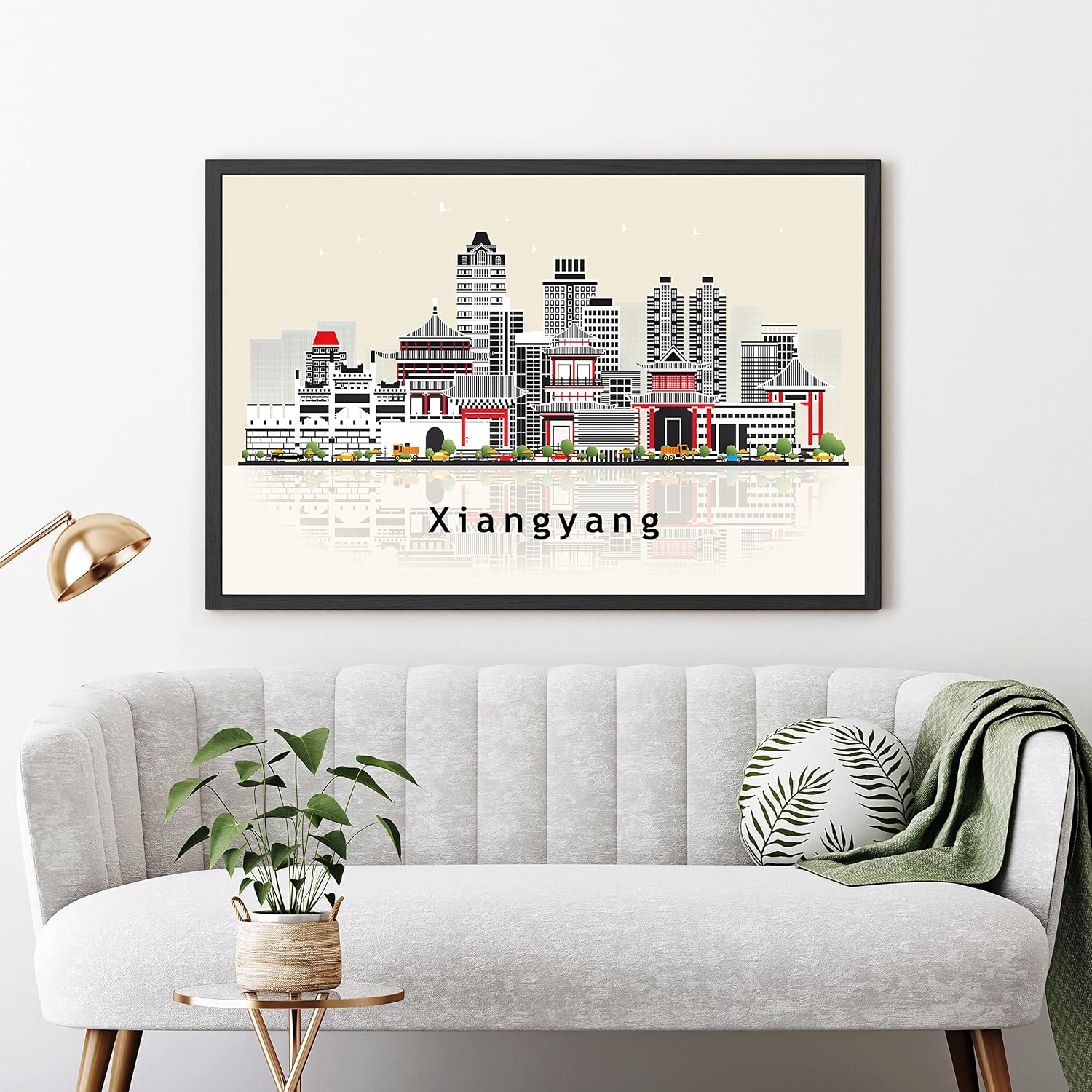 Pera Print Xiangyang Poster, China Illustration Skyline City Poster, Modern Skyline Xiangyang Poster, Cityscape and Landmark Print, Home-Office Wall Art Decoration - 12x18 Inches