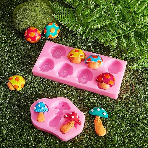 Miniatura 4 de Patelai 2 moldes de silicona para hongos de resina, llavero de verduras, molde de silicona, moldes de arcilla de caramelo de chocolate para postres