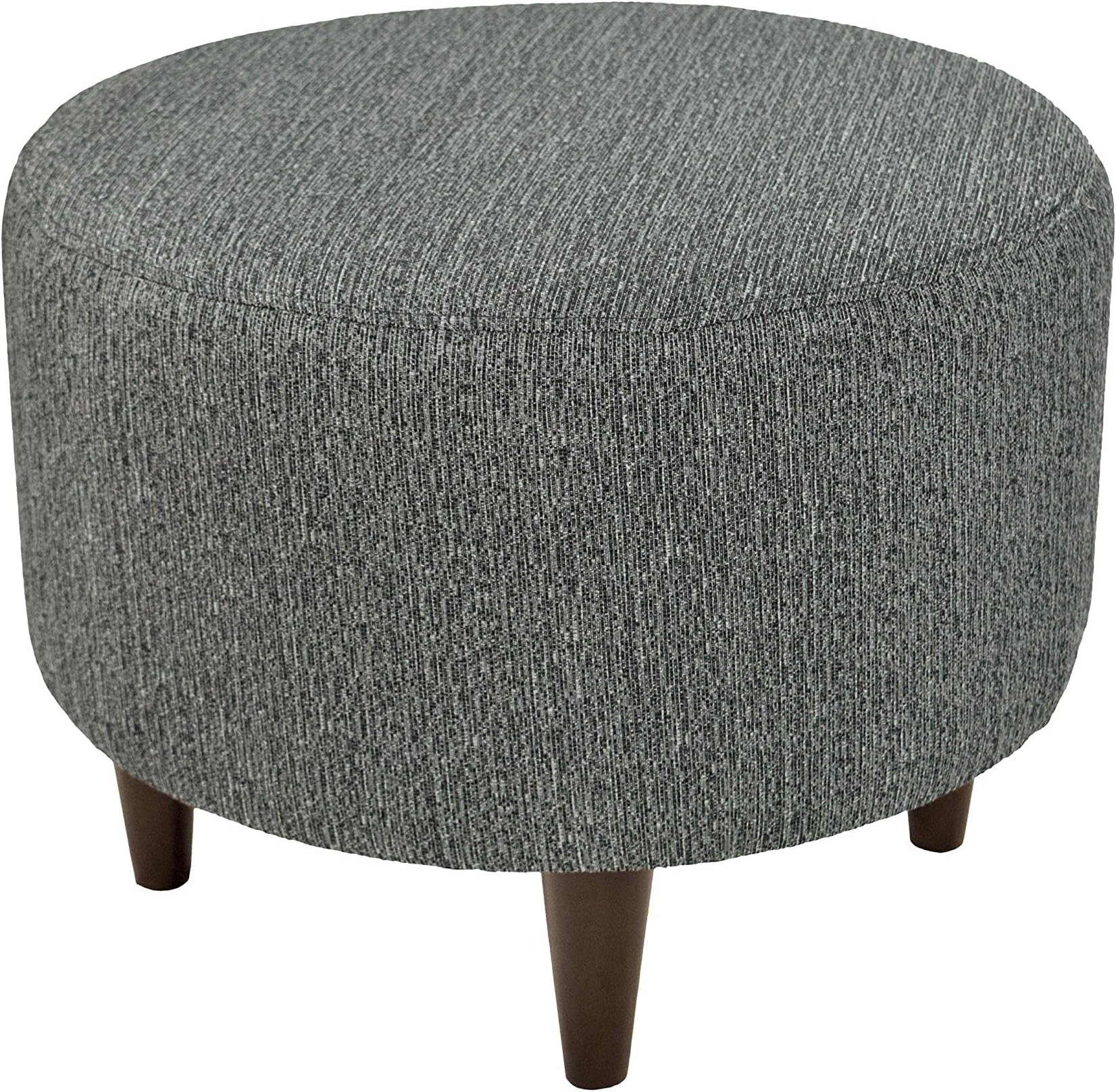 MJL Furniture DesignsSophia Collection Oliva Series Contemporary Round Ottoman, Smoke Gray/Wooden Legs