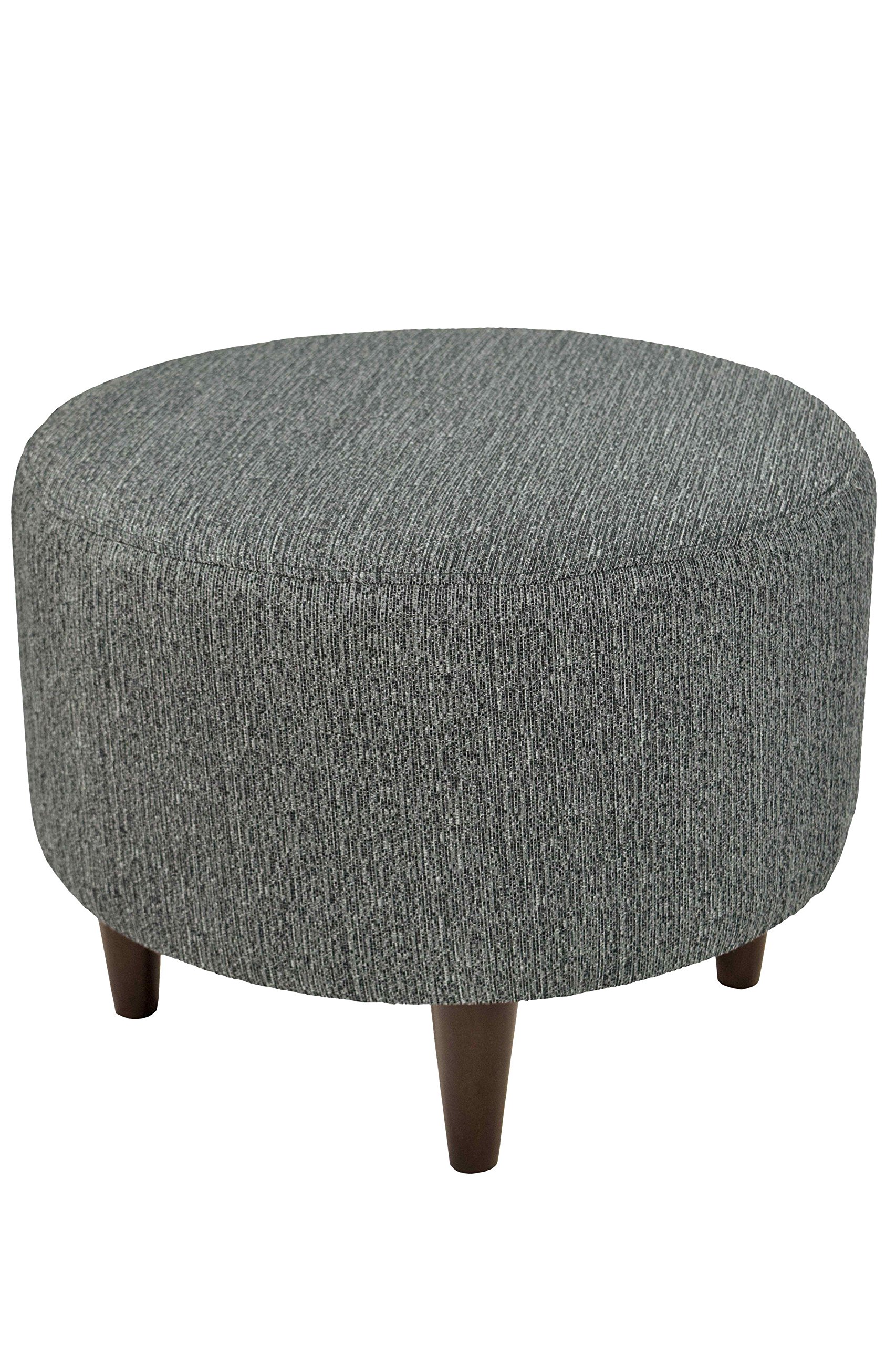 MJL Furniture DesignsSophia Collection Oliva Series Contemporary Round Ottoman, Smoke Gray/Wooden Legs