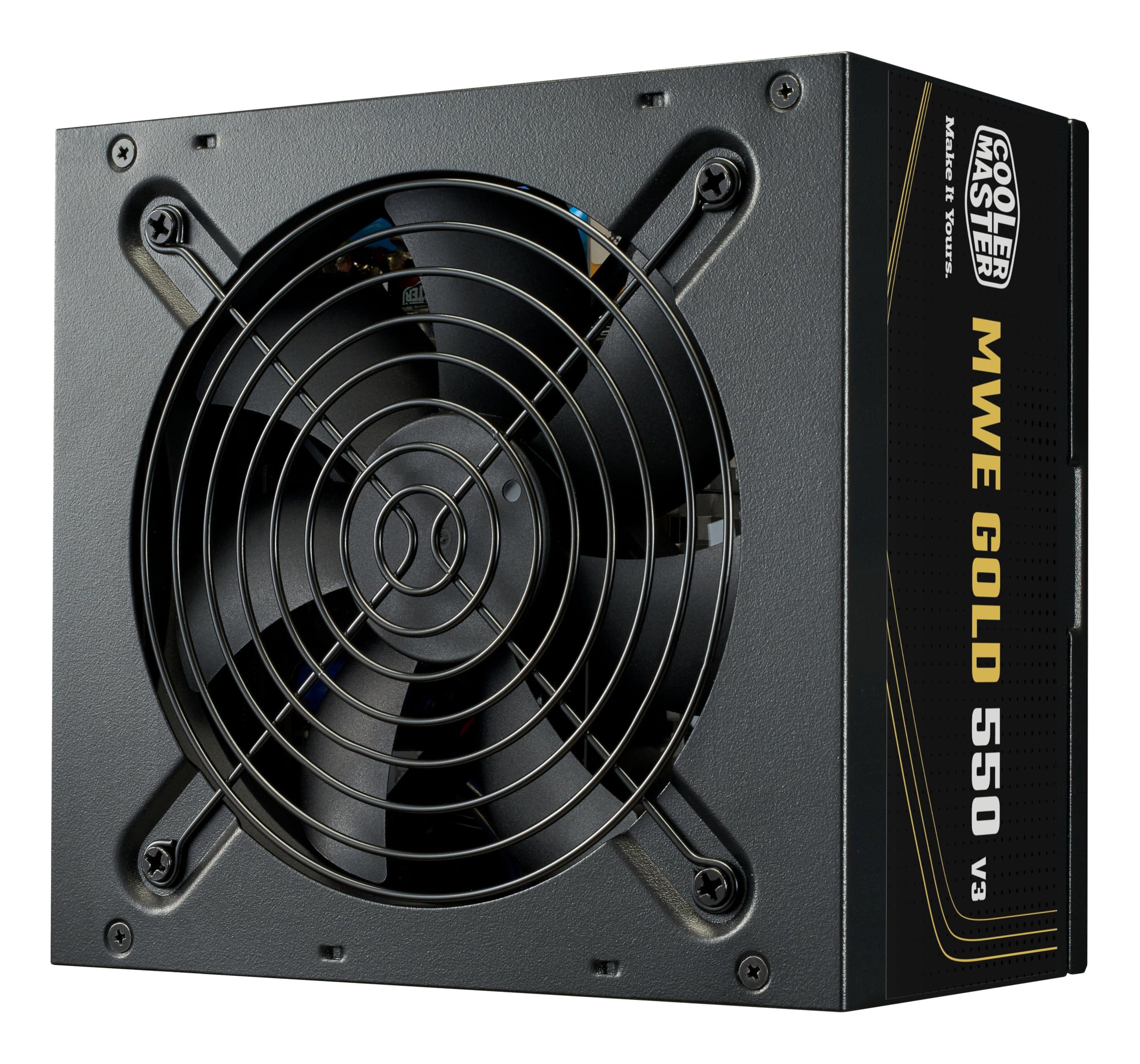 Cooler Master MWE Gold V3 alimentatore 550W, 80 Plus Gold, ventola silenziosa da 120 mm, compatibile con ATX 3.1, alimentatore stabile