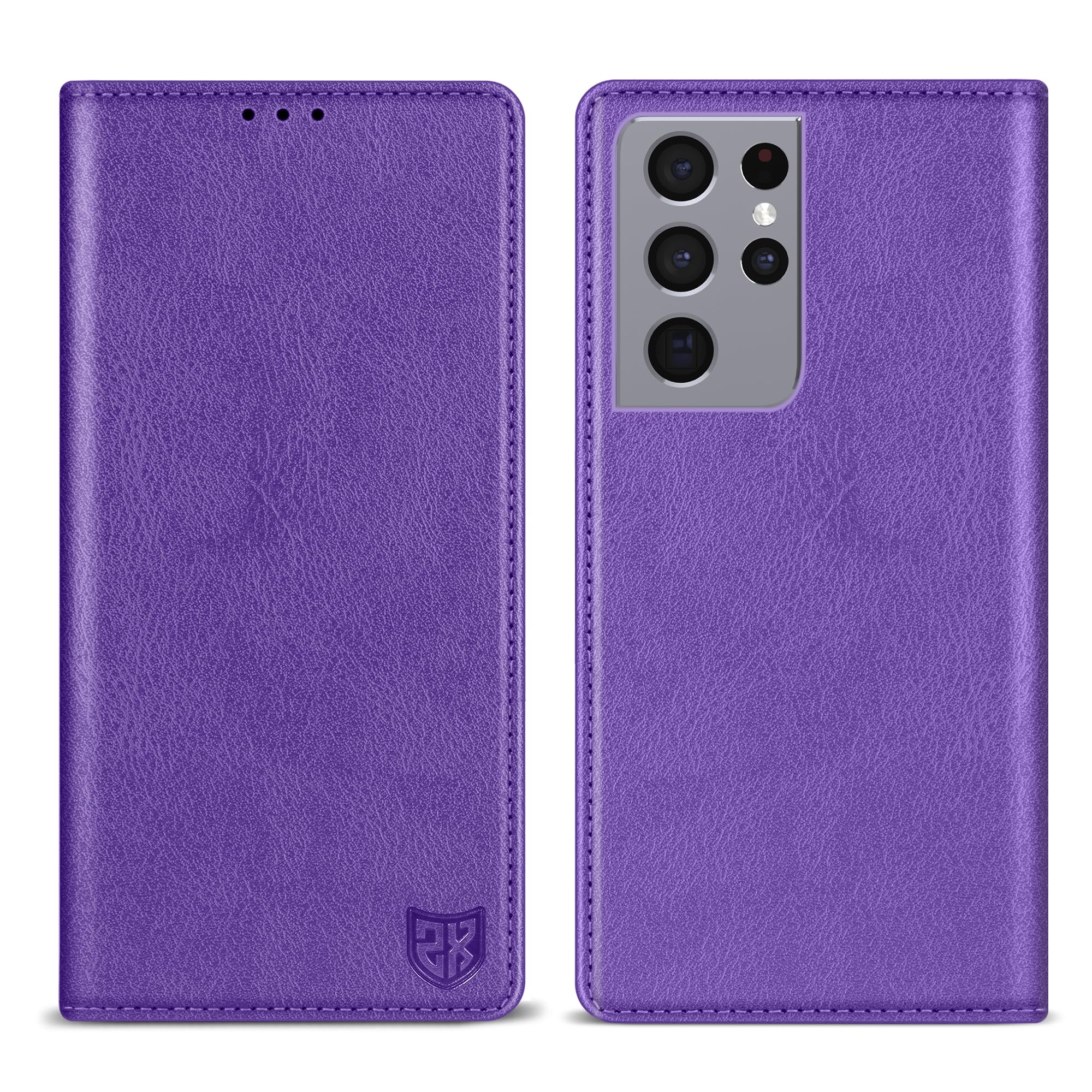 ZZXX for Galaxy S21 Ultra Wallet Case Strong Magnetic 6.8 inch,Purple
