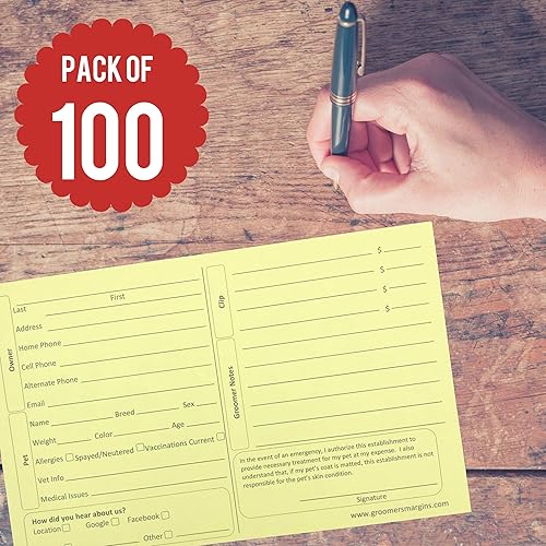 Miniatura 4 de Tarjetas con clip para mascotas, perros y gatos (paquete de 100 tarjetas de servicio de cuidado de registro de perrera de perfil profesional de 8 x