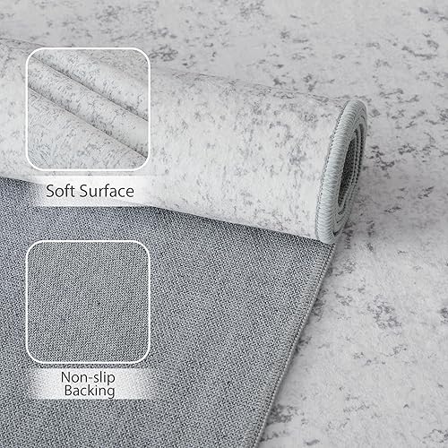 Vista 24 de StangH Alfombra para sala de estar, 5 x 7 pies, lavable, antideslizante, de lana sintética, alfombra de baño de pelo bajo, resistente, vintage