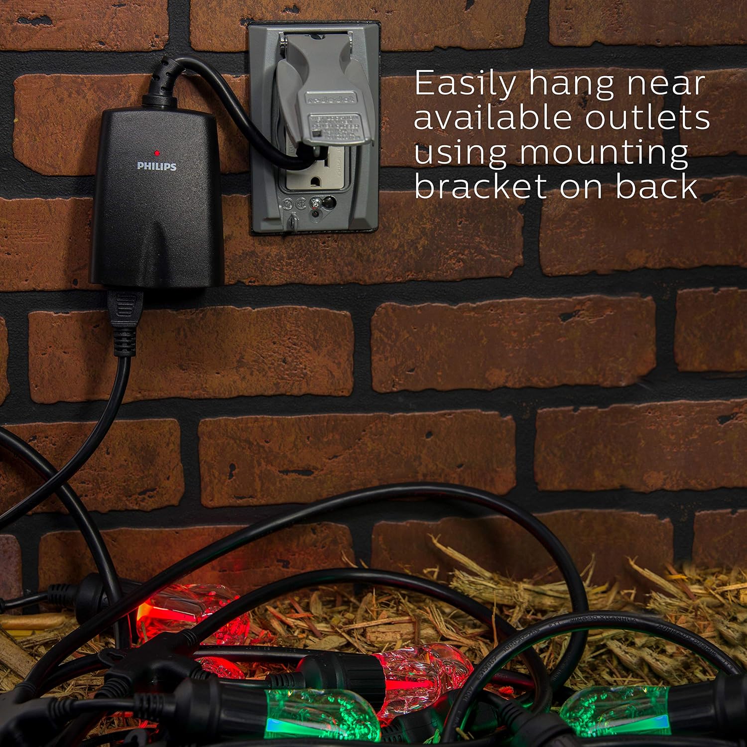 Best Cyber Monday 🔥 Philips Outdoor Lighting Control Plug-in with Wireless Remote, 80ft. Range, 2 Grounded Outlets, ON/OFF Buttons, Ideal for Landscape, Seasonal Lighting, Décor, LED, SPC1234AT/27