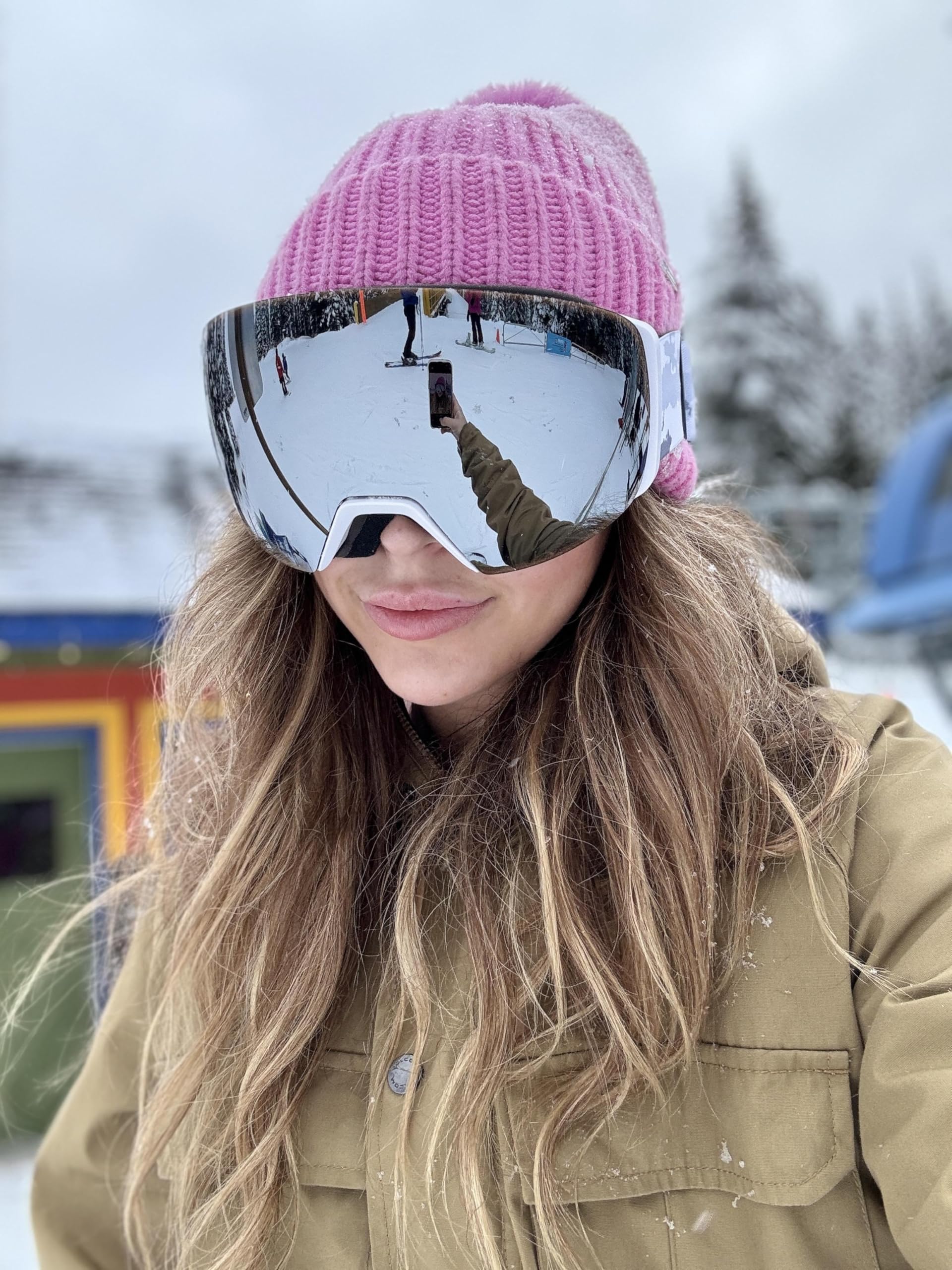 FEISEDY Maschere da Sci OTG Uomo Donna con Lente Magnetica B0020 | Intercambiabile Protezione 100% UV, Antiappannamento Occhiali Snowboard per Sport Invernali All'Aperto