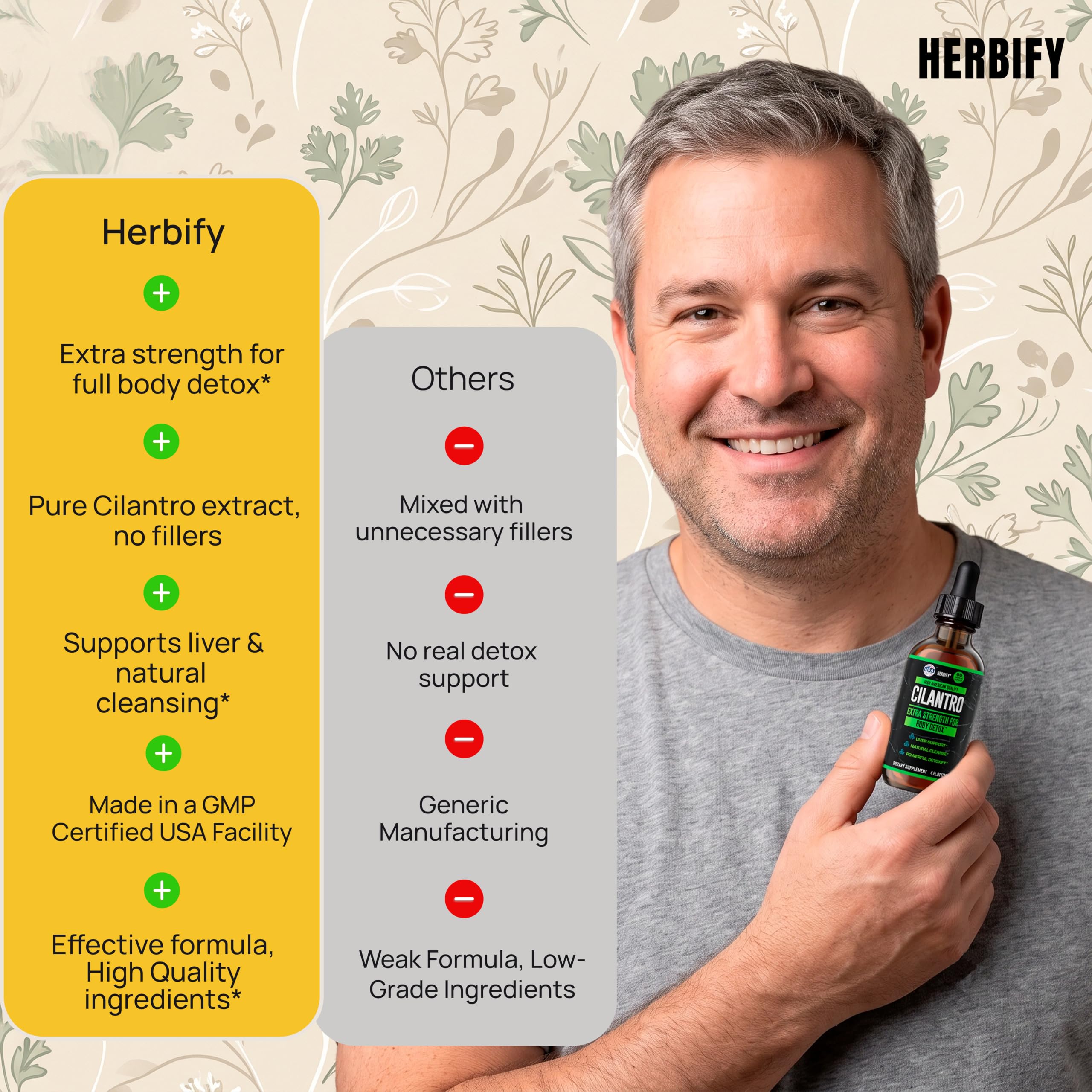 HERBIFY Cilantro Tincture - Herbal Cilantro Supplement for Detox - Rich Source of Antioxidants - Supports Heart and Body Cleanse - Made in USA - Cilantro Extract 4 Fl Oz — Amazon image 4