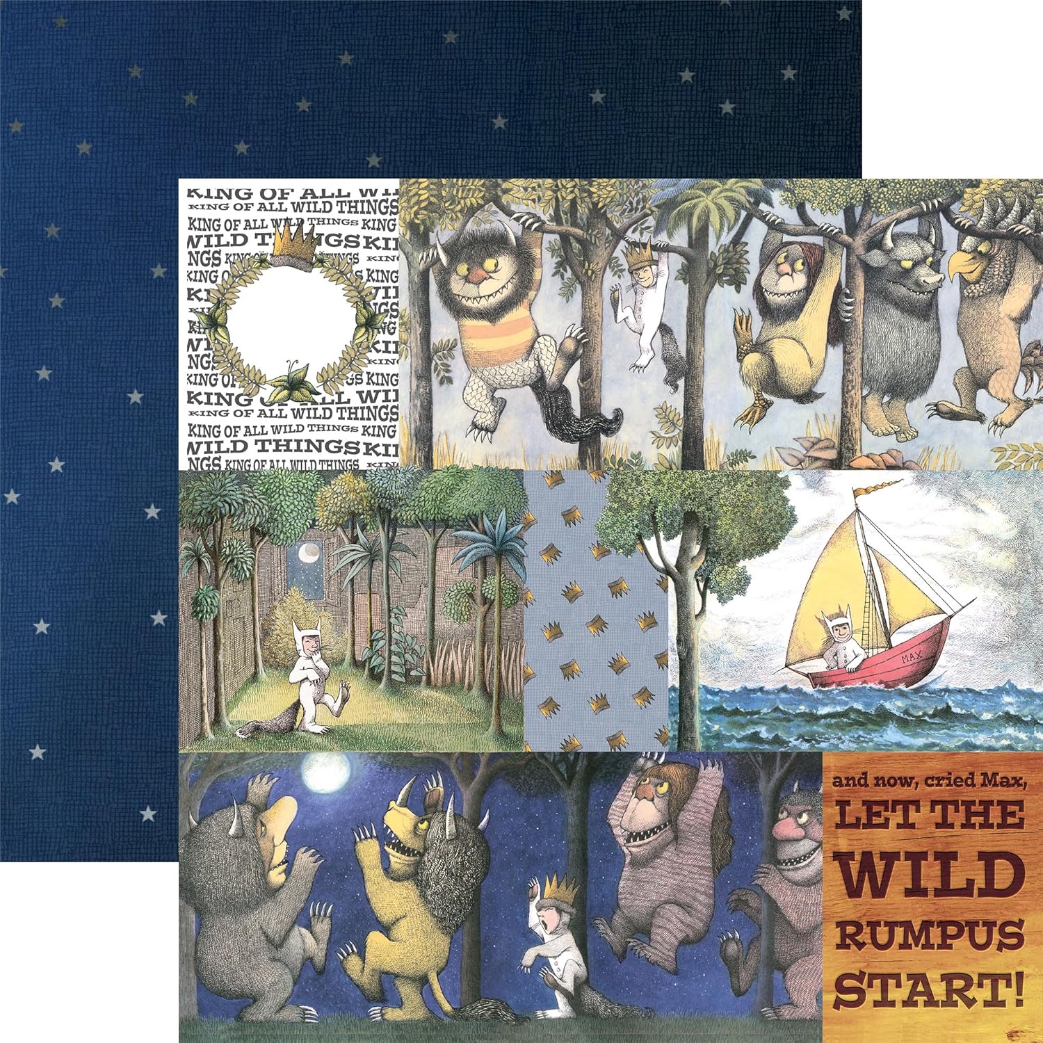 Paper House Productions Where the Wild Things Are 12" x 12" 12-Sheet Decorative Double Sided Paper Pack for Scrapbooking and Crafts