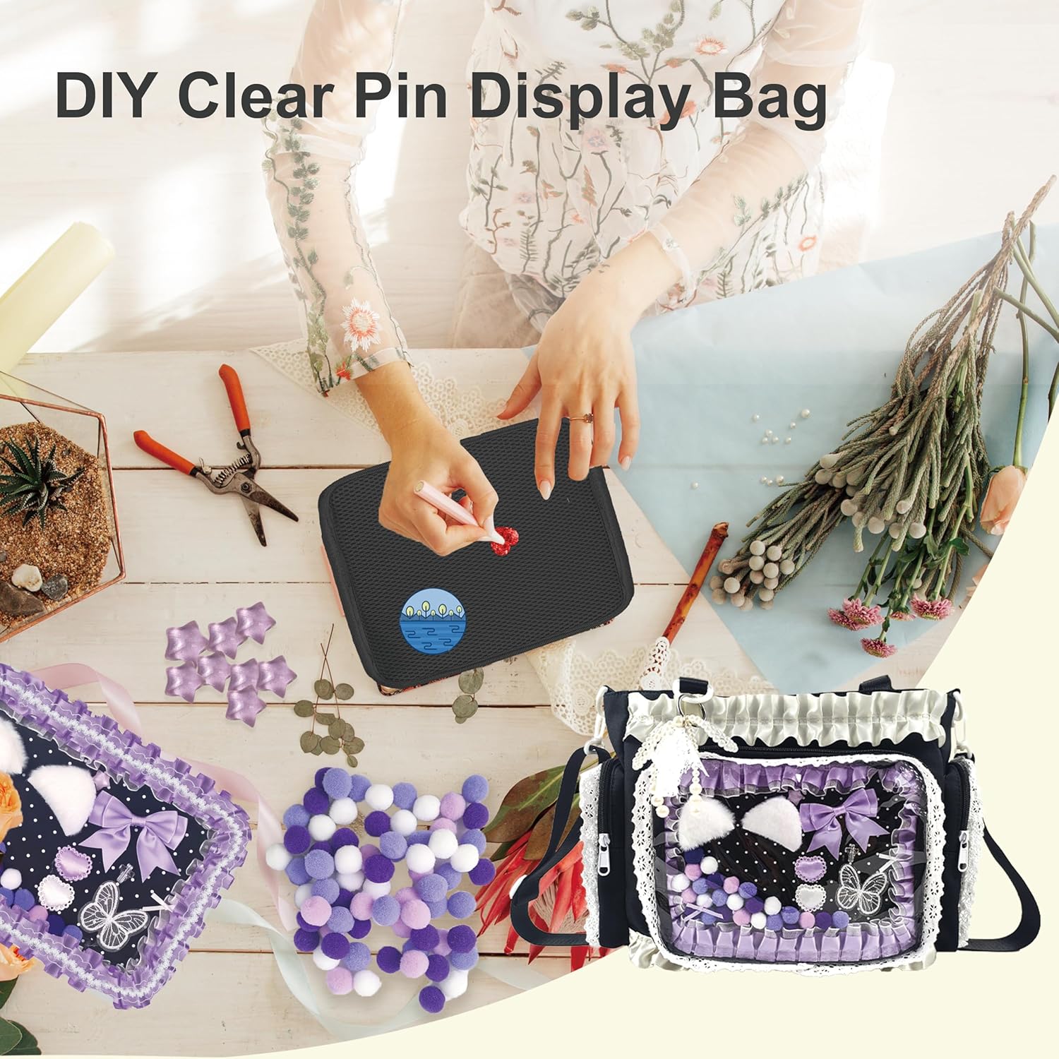 Ita Bag,DIY Clear Pin Display Bag with Insert and Accessories,Anime Kawaii Ita Crossbody Purse,Women Y2K Shoulder Bags - Image 3