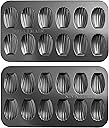 Bellemain Madeleine Pan | 12-Well Madeleine Mold Makes 12 Madeleine Cookies | Nonstick Tea Cake Pan for Madeleines, Cakelet Pan | Warp-Resistant Carbon Steel Madeline Pans (2-Pack)