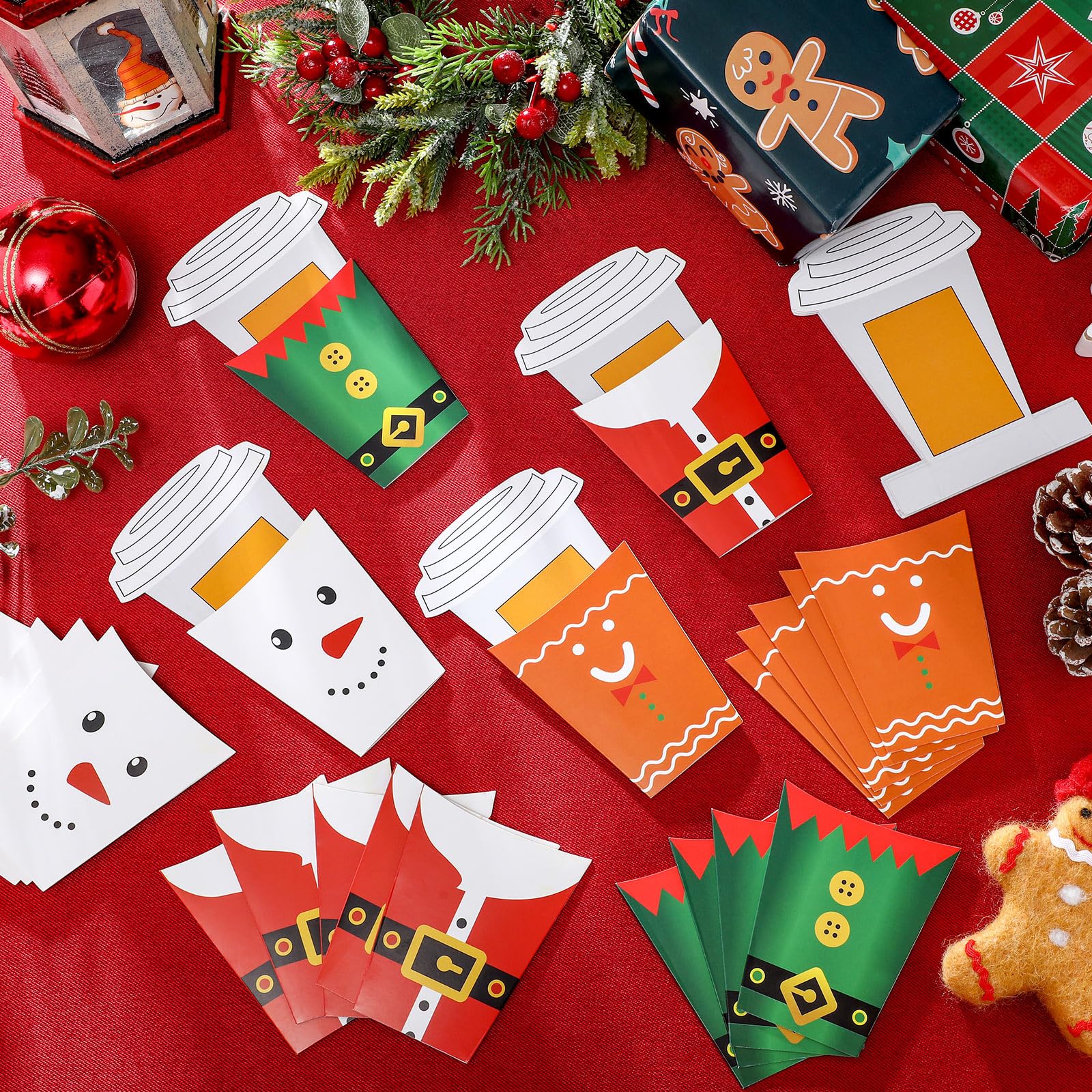 Hillban 24 Stück Weihnachtsgeld- und Geschenkkartenhüllen, Weihnachtsgeschenkkartenhalter, Weihnachtsgeldhalter, Ornamente, Weihnachtsgrußkarten für Weihnachtsfeier, Geschenkdekoration