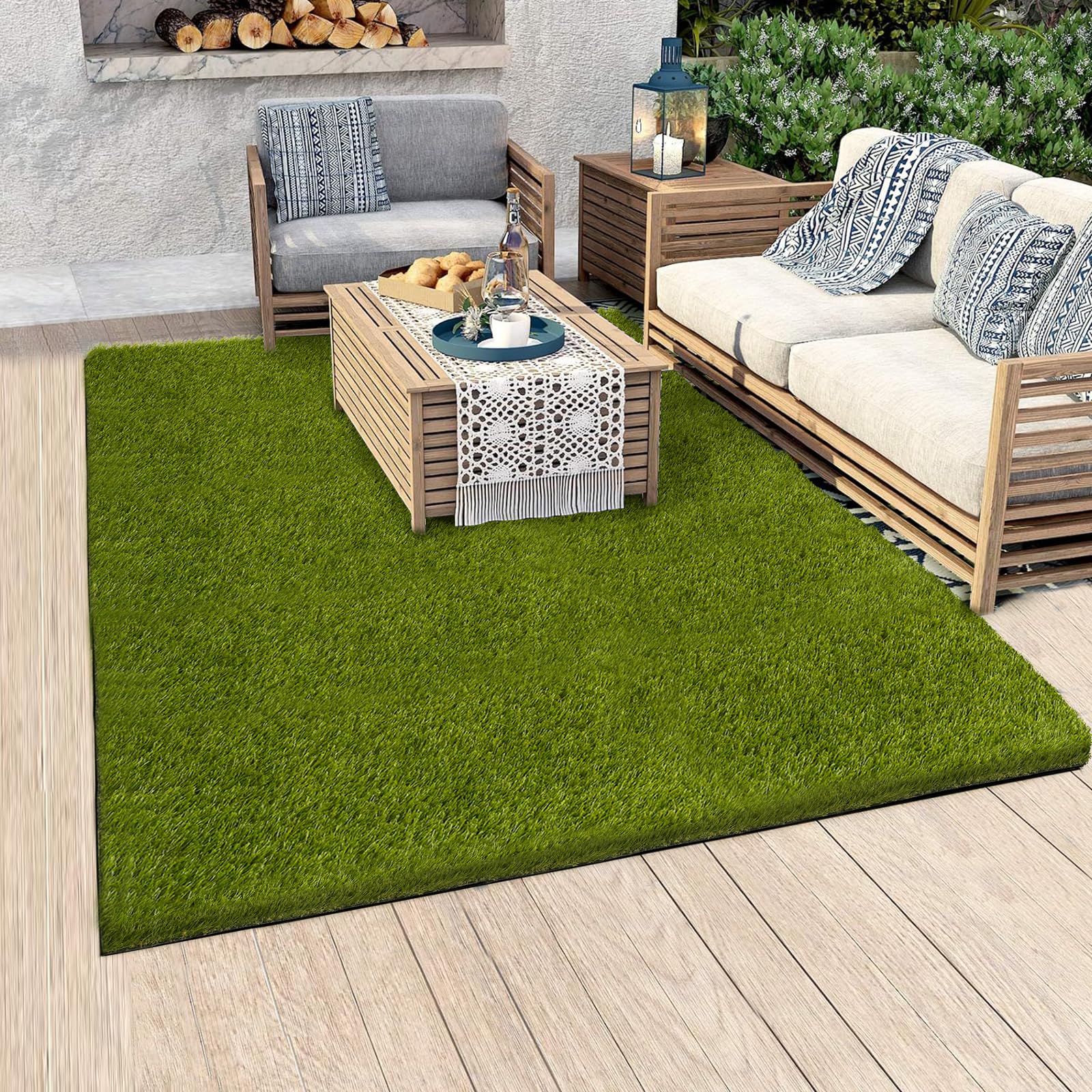 Artificial Grass Outdoor, 4x6 Ft Realistic Artificial Turf Grass Rug, Large Fake Grass for Dogs Indoor Outdoor Garden Lawn Landscape Patios Decoration