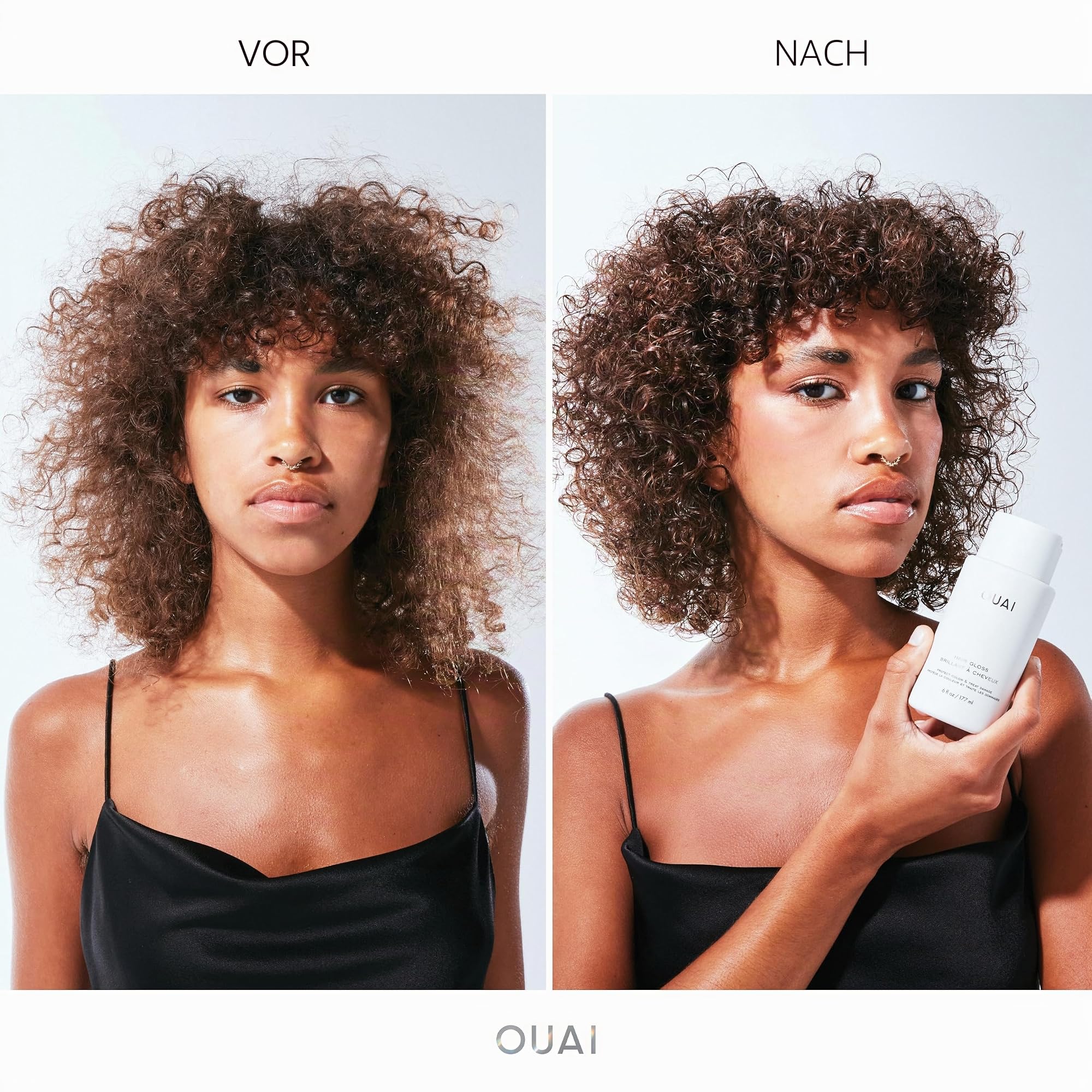 OUAI Hair Gloss – Glanzbehandlung für die Dusche mit Frizz-Kontrolle – Hitzeschutz-Haarglaze mit Hyaluronsäure, Reiswasser + Panthenol – frei von Parabenen, Phthalaten & Sulfaten (177 ml)