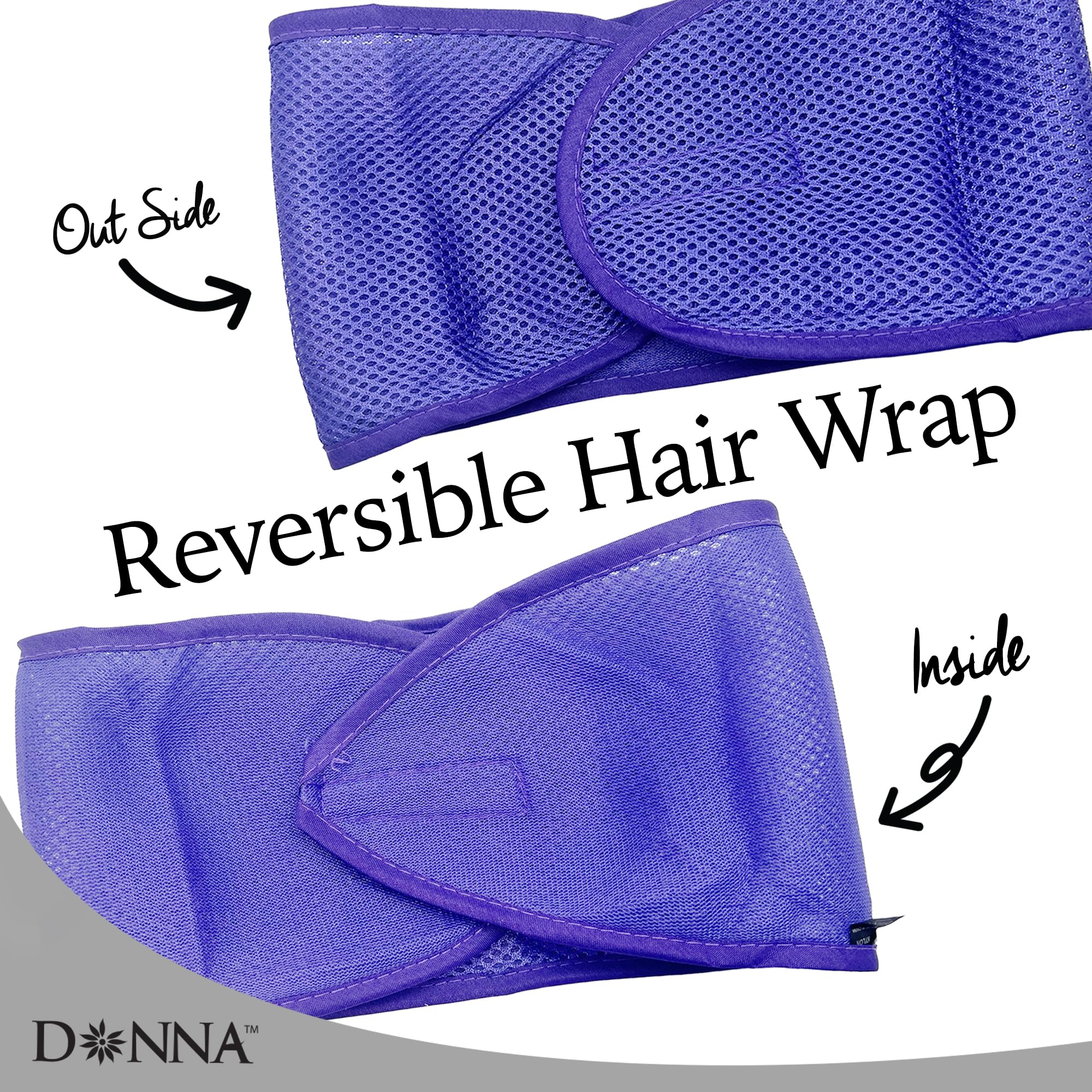DONNA Envoltura de malla de espuma de lujo, 1 diadema de malla de velcro, envolturas de seda, envoltura de malla para el cabello de mujer, para lavado facial, accesorios para el cabello, diademas