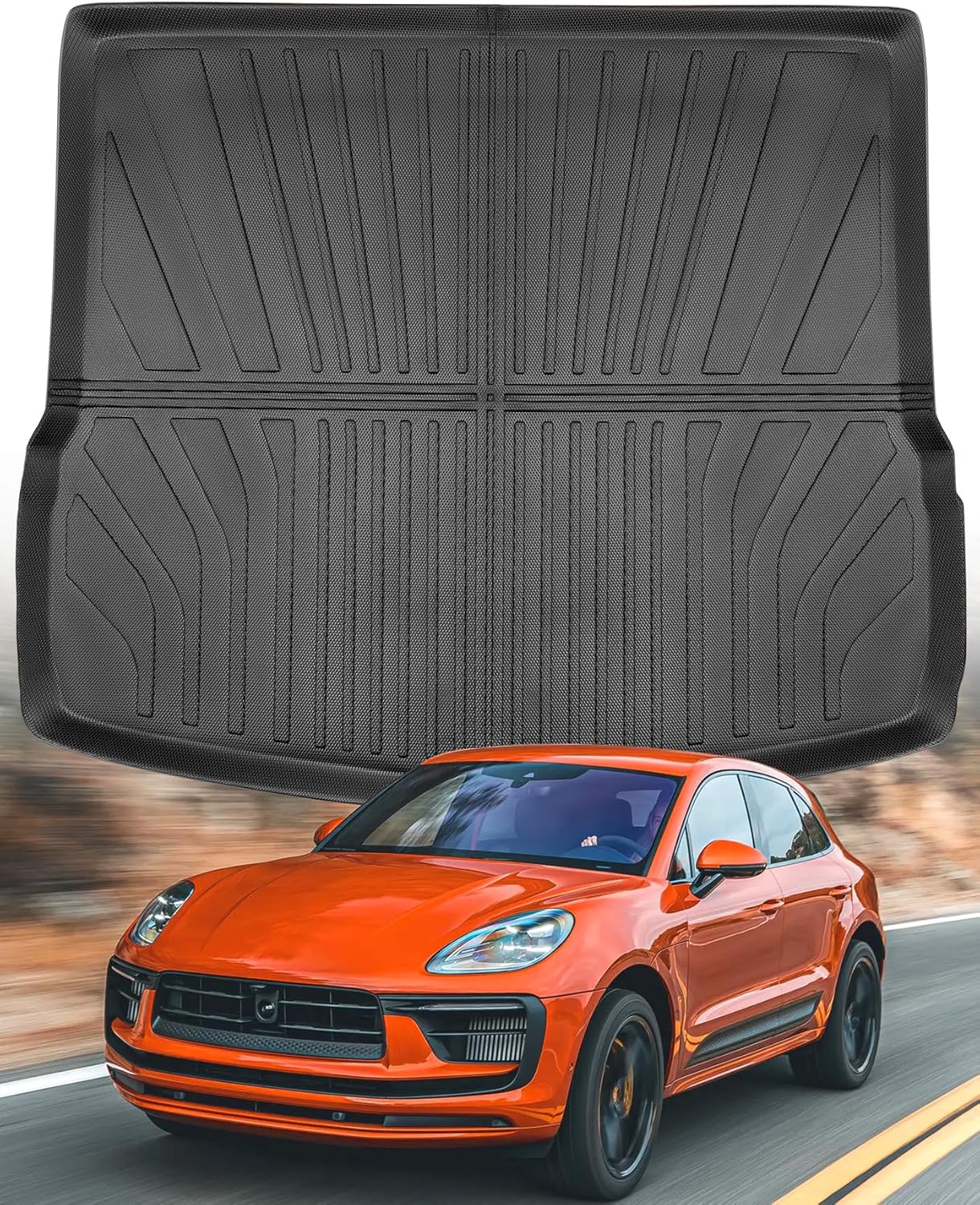 for Porsche Macan 2015-2024 2025 Trunk Mats Cargo Liner All Weather Protector Heavy Duty TPE Waterproof Anti-Slip Car Mats for Porsche Macan 2016 2017 2018 2019 2020 2021 2022 2023 Accessories