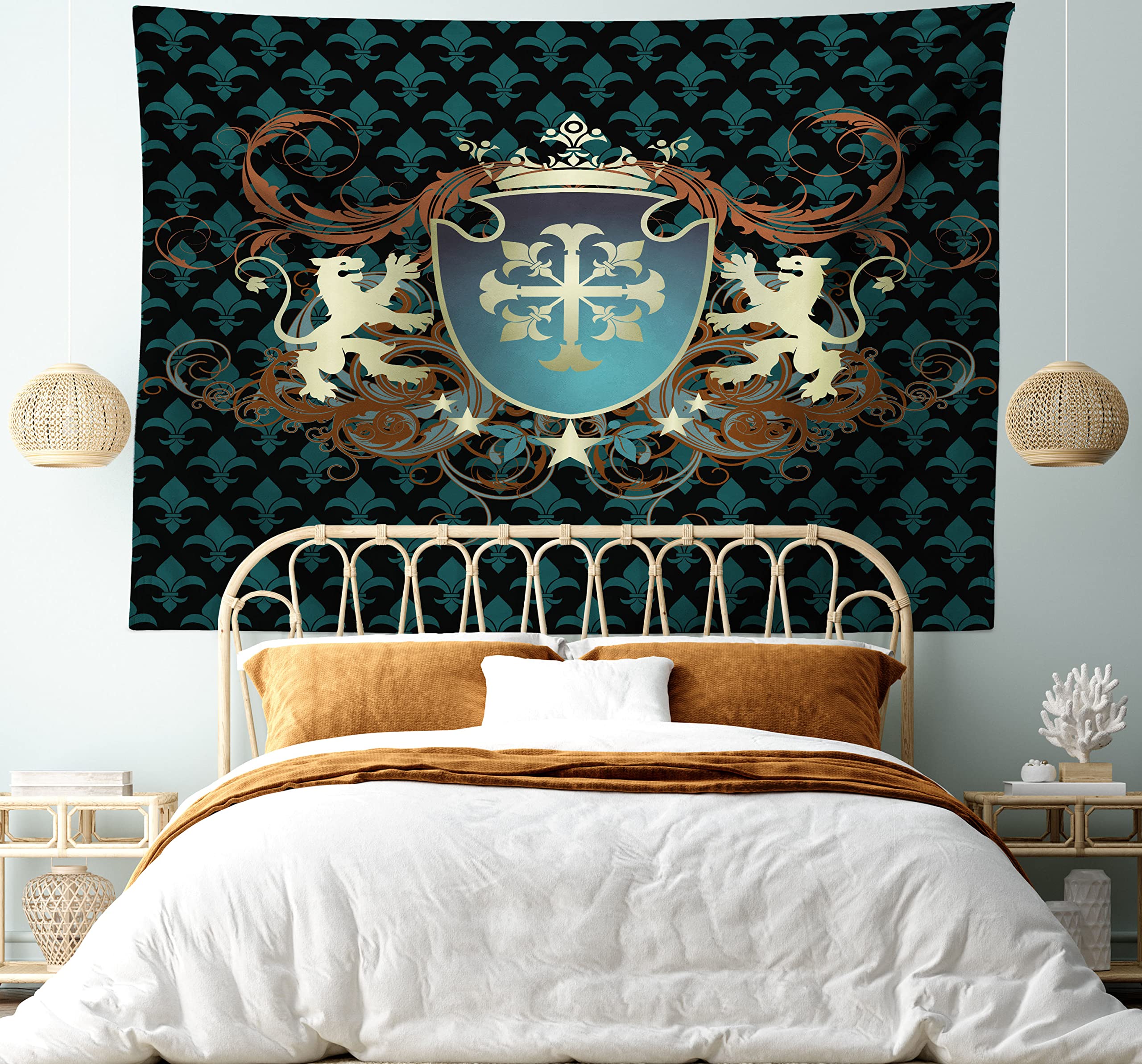 Tapisserie Murale Village Médiéval Européen - 180x230 Cm - Polyester Léger - Décoration Chambre, Salon, Dortoir