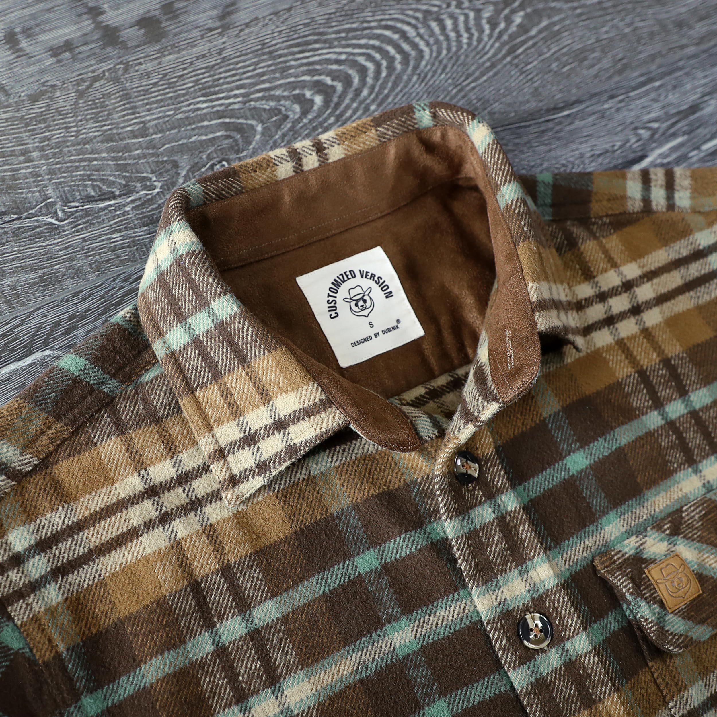 Dubinik® 13 oz Ultra Pesada Camisa Franela Hombre Cuadros, Algodón Puro | Vintage, Manga Larga, Gruesa y Térmica, Termico, Casuales, Leñador, Cuadros, Casual, Exterior, Bolsillo en el pecho