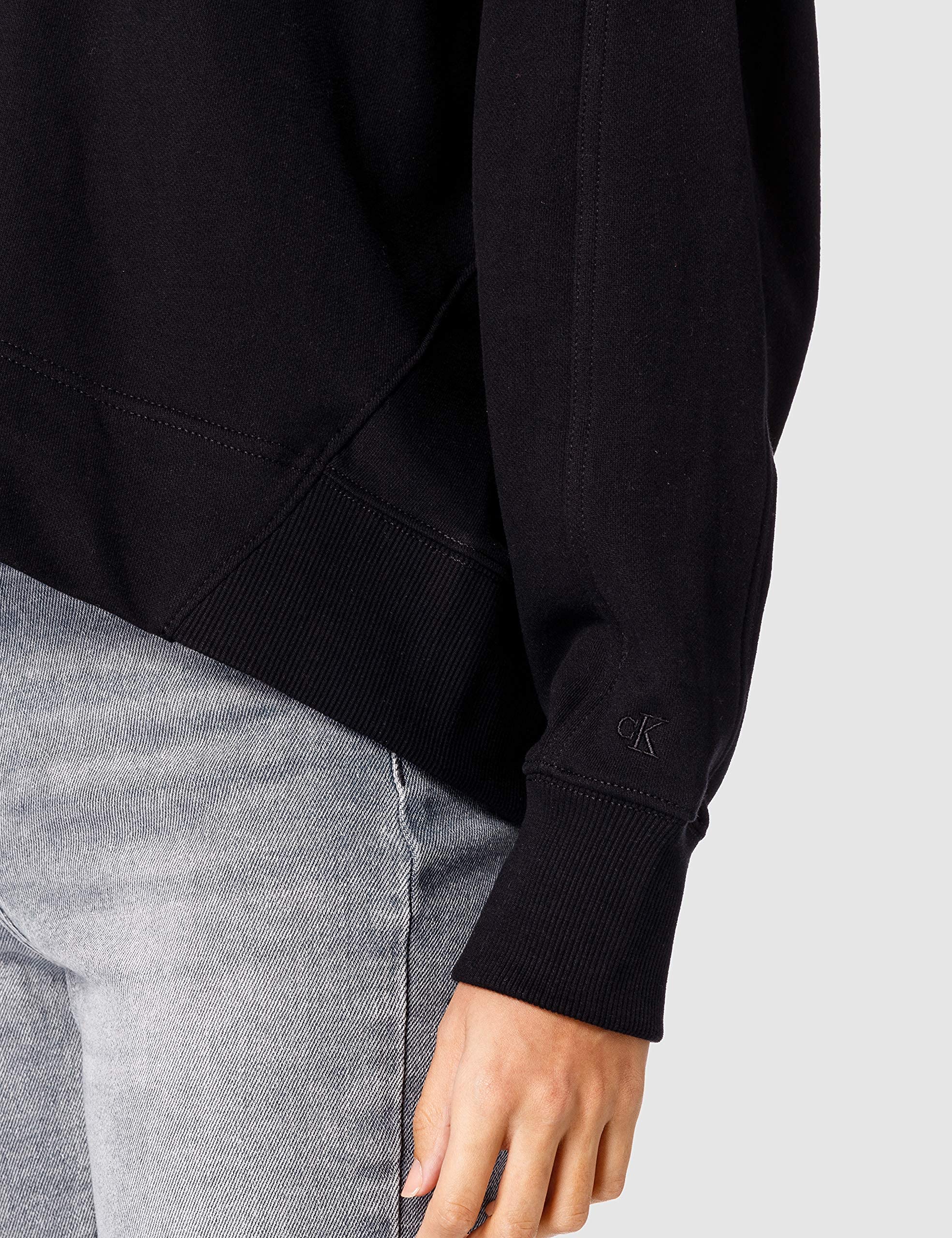 Calvin Klein Jeans Felpa con Cappuccio Micro Branding da Donna, CK Nero, XL