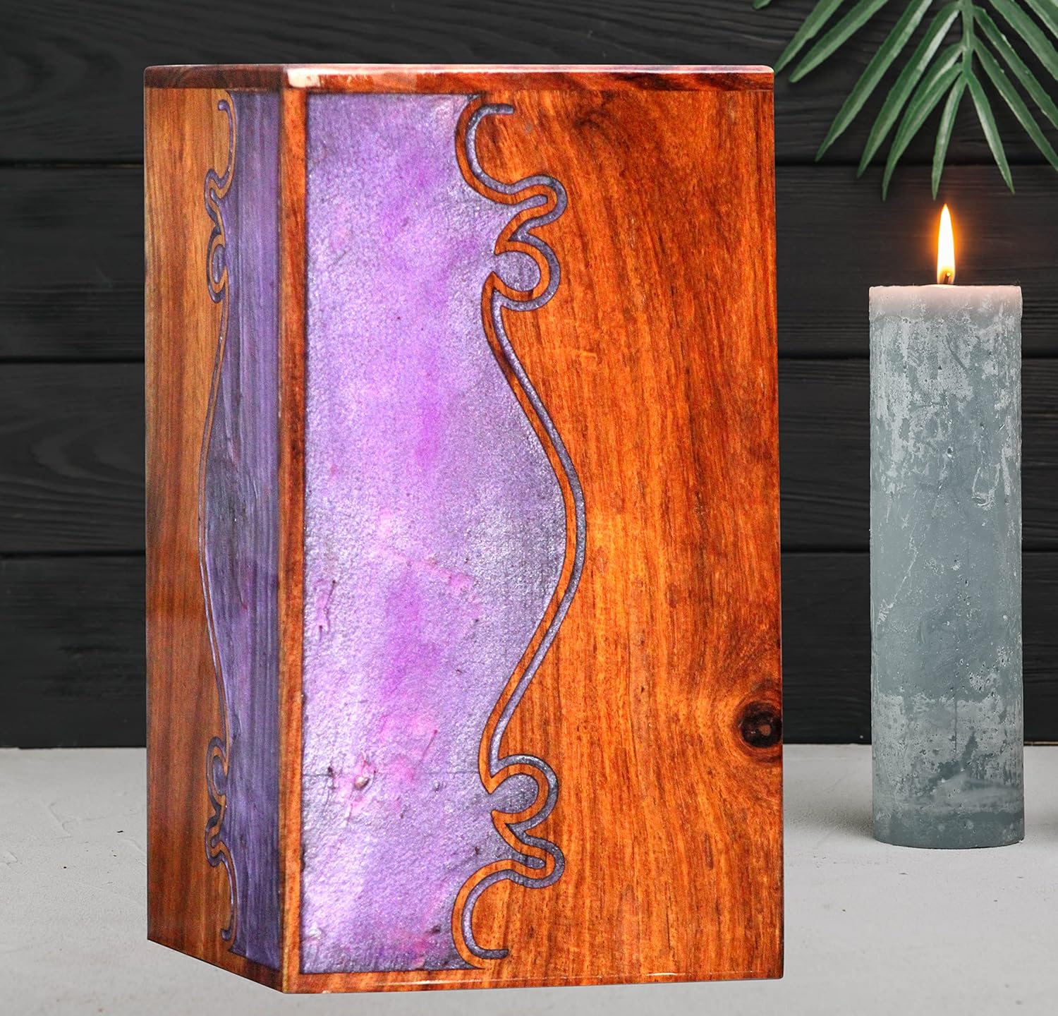 Handcrafted Wooden Urn for Adult Human Ashes - Wood and Epoxy Resin Mix Urn Box - Large Wooden Urn - Elegant Cremation Urns for Ashes - Personalized Urn Box. (5" x 3.25" x 3.25")