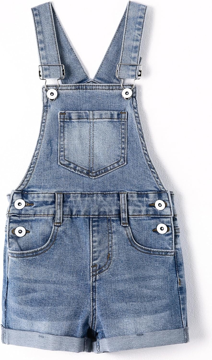 KIDSCOOL SPACE Girls Shorts,Little Big Girls Stretchy Denim Ripped Summer Shortalls