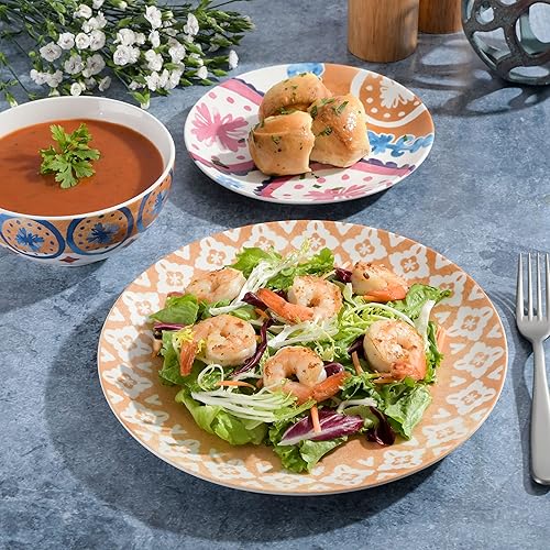 Miniatura 4 de Spice by Tia Mowry Savory Saffron - Juego de vajilla de porcelana resistente a las astillas y los arañazos, color oro miel, 18 piezas