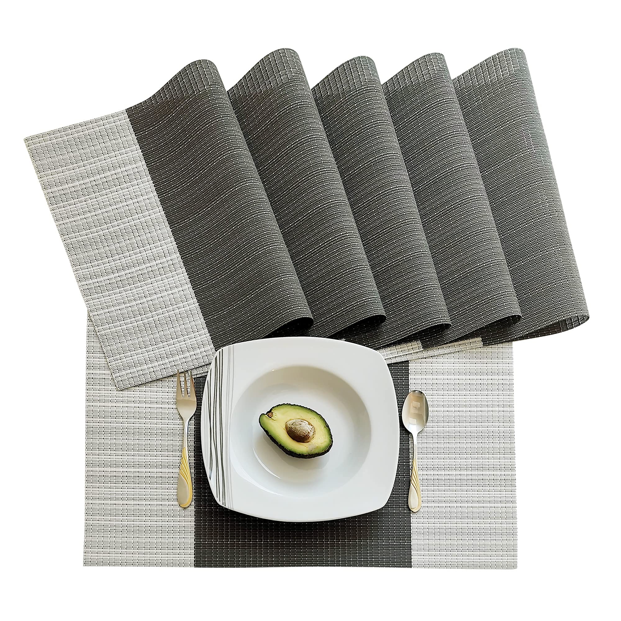 Set di 6 tovagliette e sottobicchieri-Tavagliette resistenti al calore lavabili, tovagliette in pelle a doppia faccia con design antiscivolo per cucina, casa, ristorante