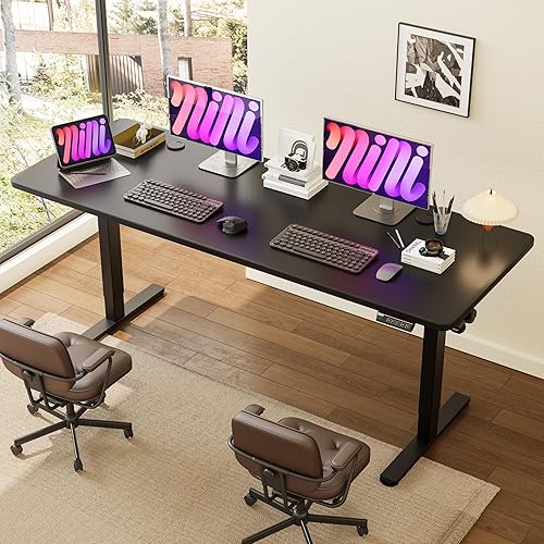 Miniatura 30 de Monomi Escritorio Eléctrico de Pie de 55 Pulgadas, Escritorio Ajustable en Altura para Oficina en Casa, para Sentarse o Estar de Pie, Mesa para