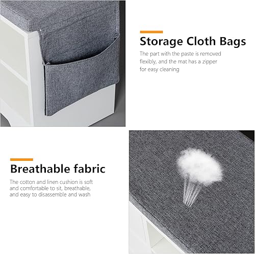 Miniatura 12 de WellFurGeer - Banco de zapatos con almacenamiento, banco de entrada con almacenamiento de zapatos, zapatero con banco, banco de almacenamiento de